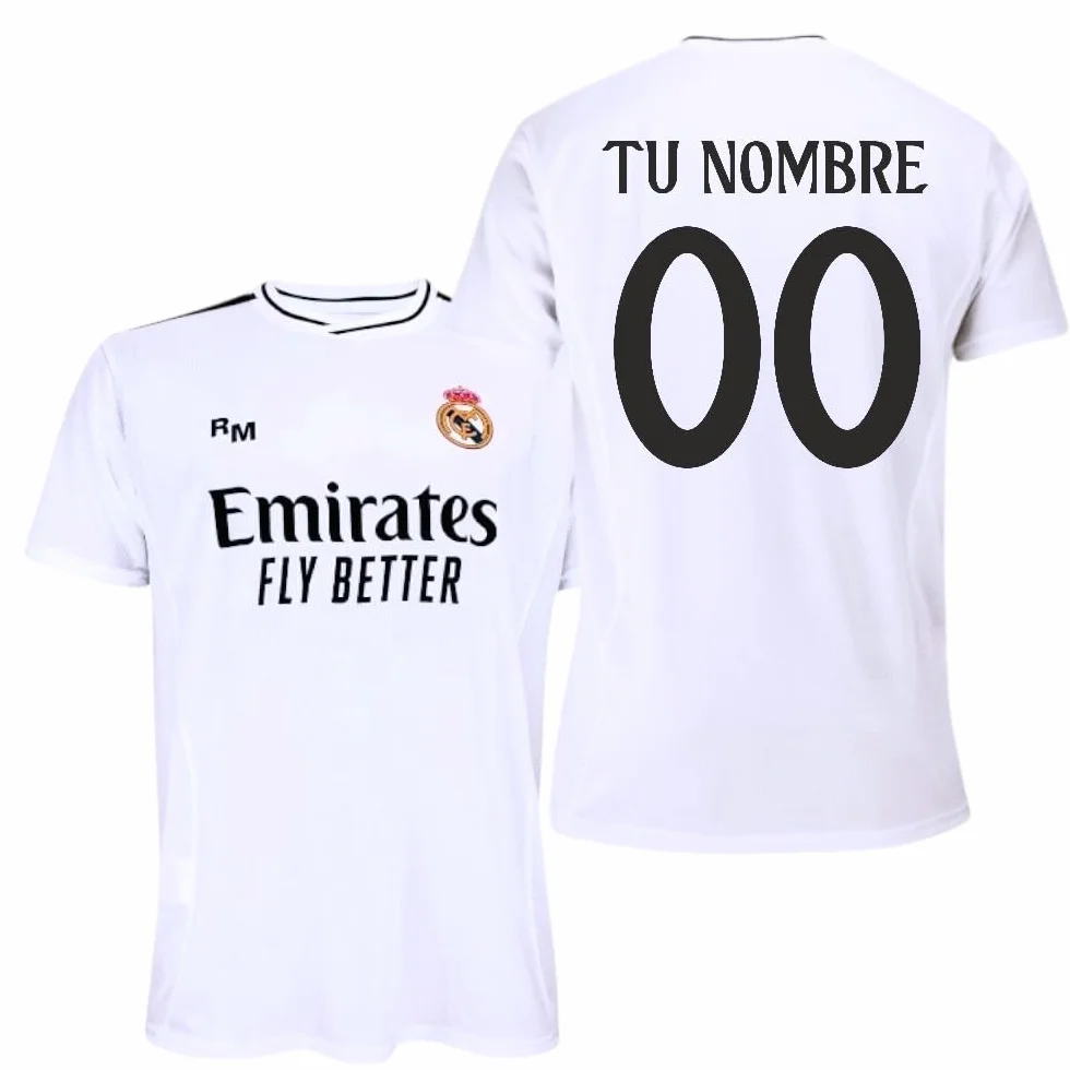 Real Madrid Camiseta Personalizada con tú Nombre de la Primera Equipación Temporada 2024-2025 - Réplica Oficial Autorizada con Licencia - Adulto