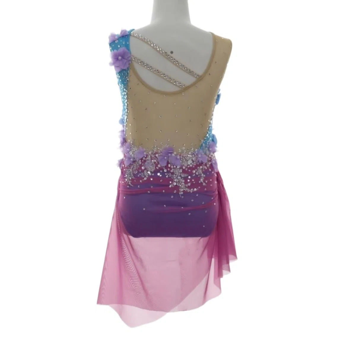 Vestido de danza lírica con flores y pedrería mujer y adolescente