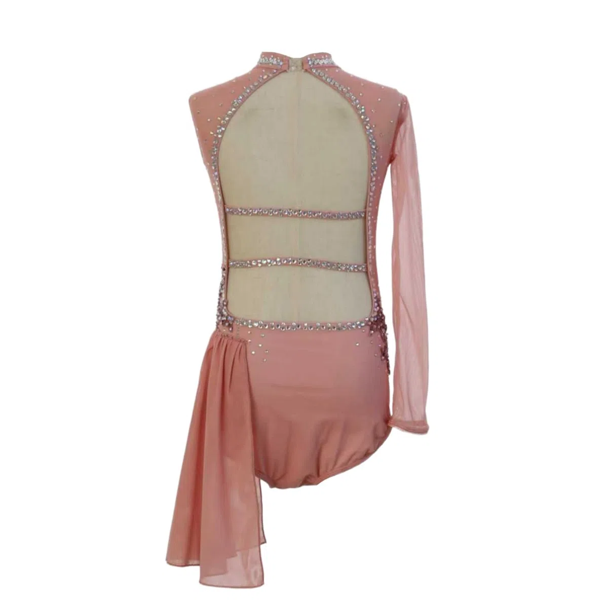 Vestido de danza lírica con pedrería y una manga mujer y adolescente