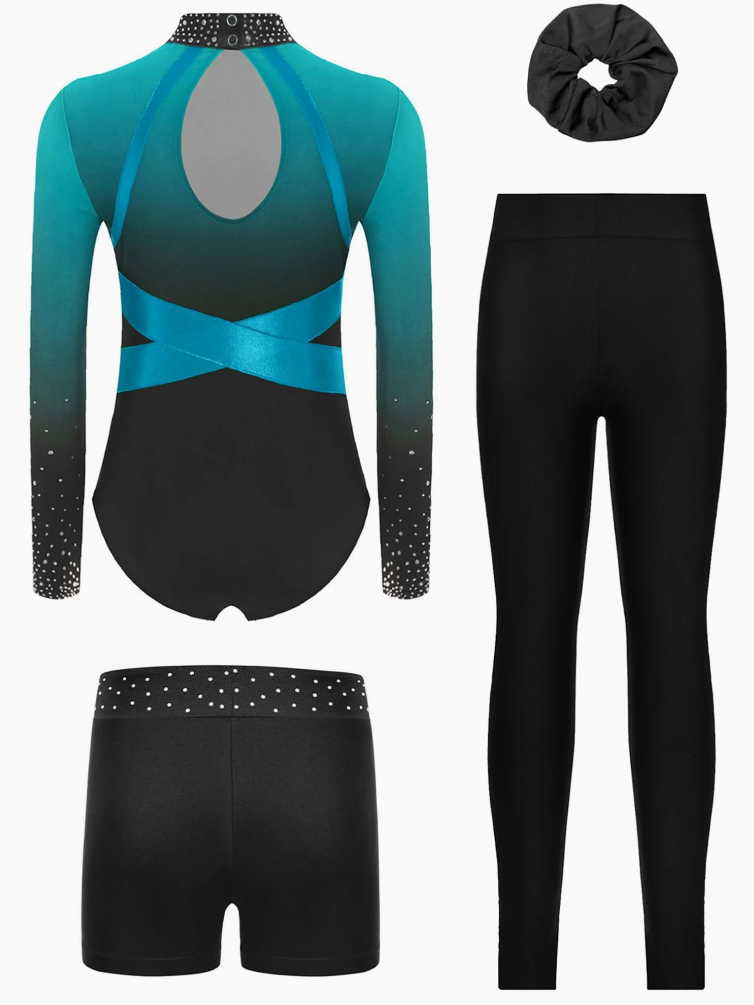 Freebily Trajes De Gimnasia Brillantes Lentejuelas para Niña Maillot De Baile con Leggings Cortos Y Diadema Disfraz De Bailarina