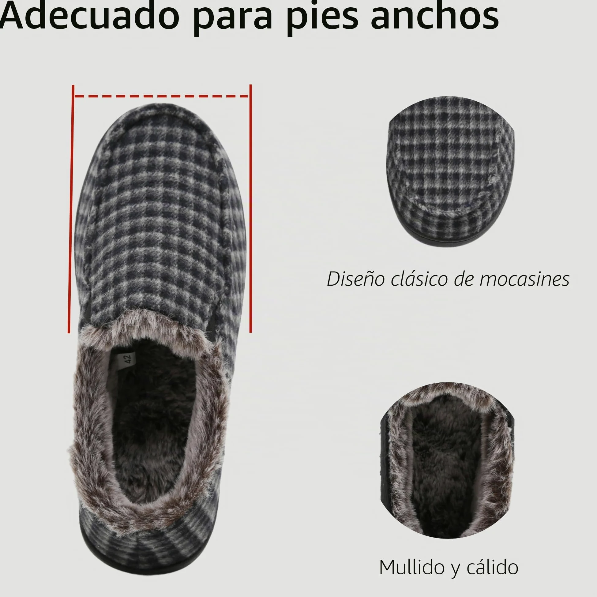 SMajong Zapatillas de Estar por Casa Hombre Invierno Cálido Pantuflas Zapatos con Antideslizante Suelo para Interior y Exterior Gr.40-46
