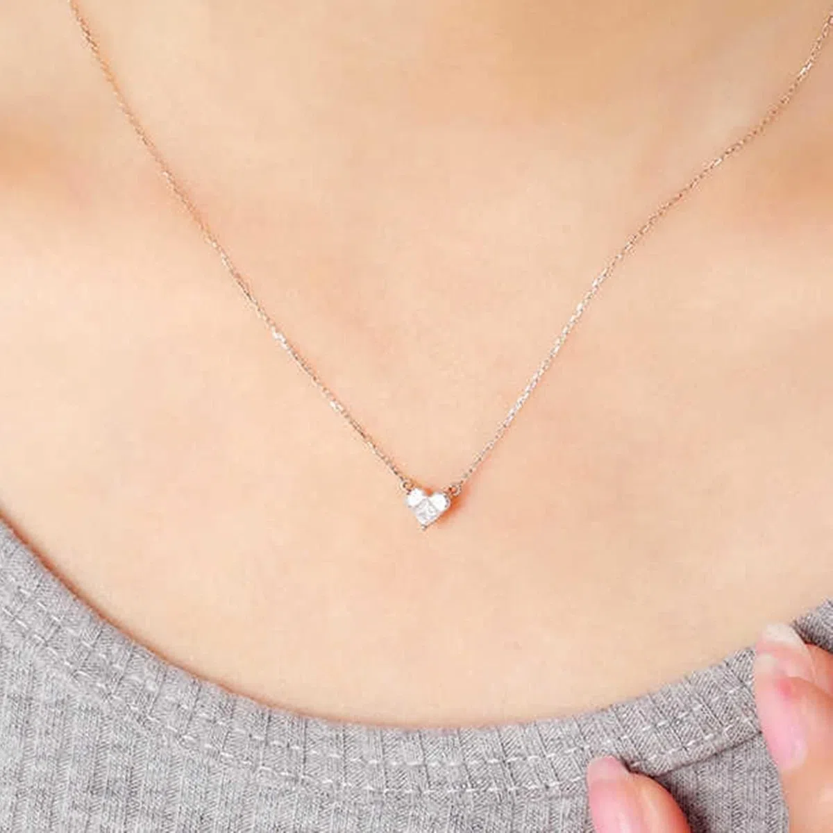 Collares de diamantes creados en laboratorio, collar de cadena para mujer, colgante de corazón de rompecabezas blanco, joyería de oro rosa de 9 K, 14 y 18 quilates