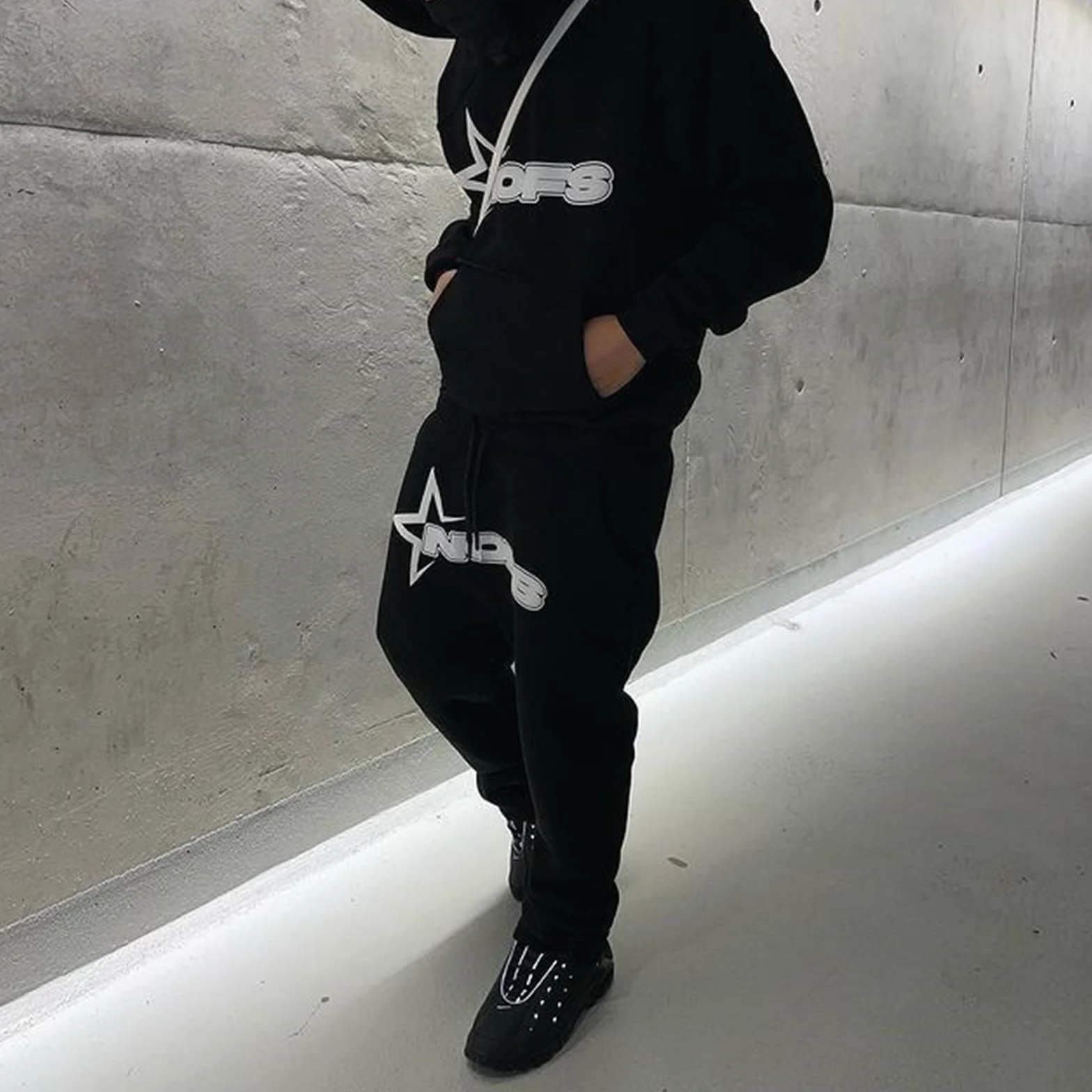 Generisch NOFS Track Suit Chándal para hombre, pantalones de chándal para hombre, pantalones de chándal para mujer, estampado de letras, sudaderas sueltas y pantalones de chándal Y2k Hip Hop