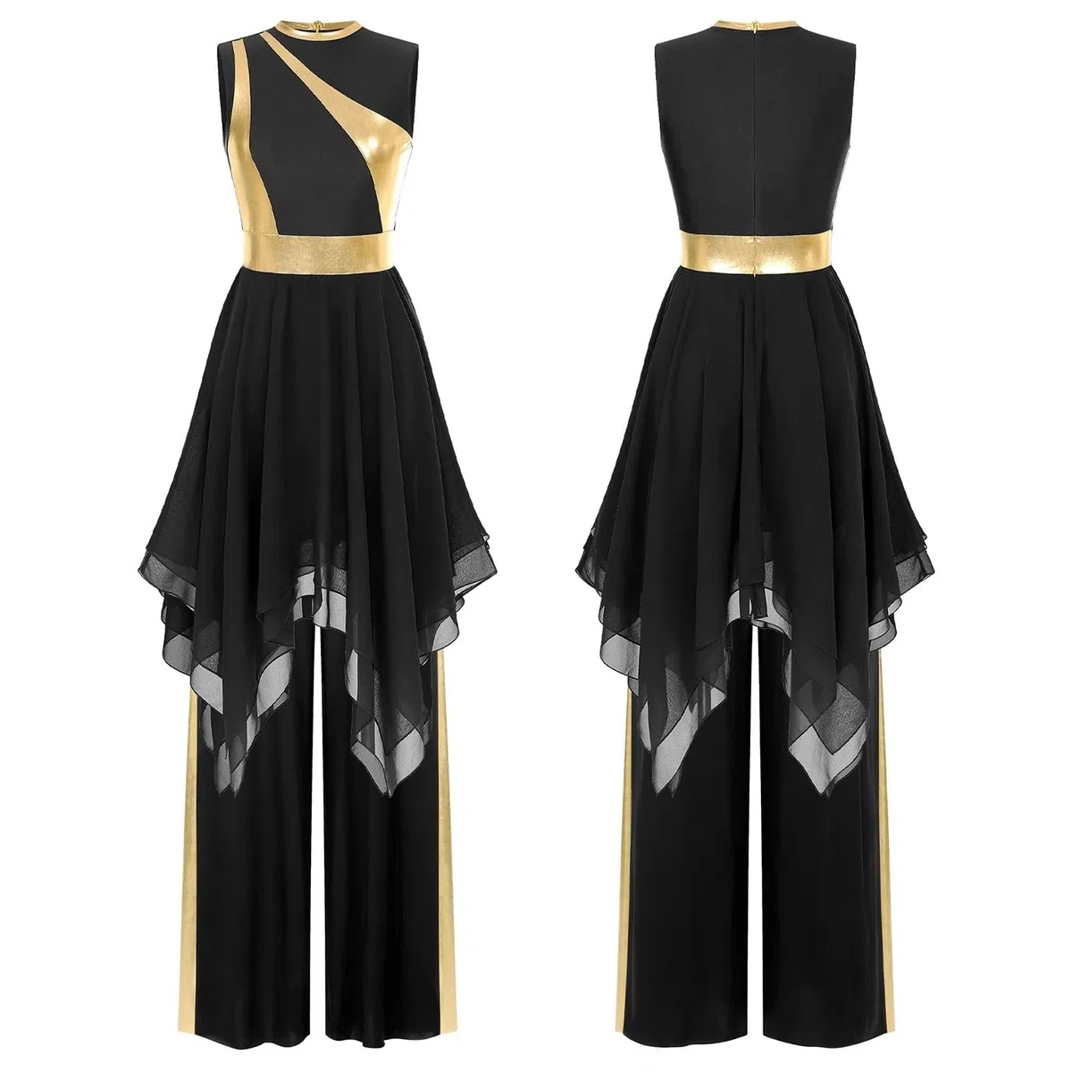 Pantalones De Baile para Mujer Traje de Baile for Mujer, Elegante, clásico, Moderno, contemporáneo, Danza lírica, práctica, Blusa de Malla, Pantalones de Vestir(Black,S)