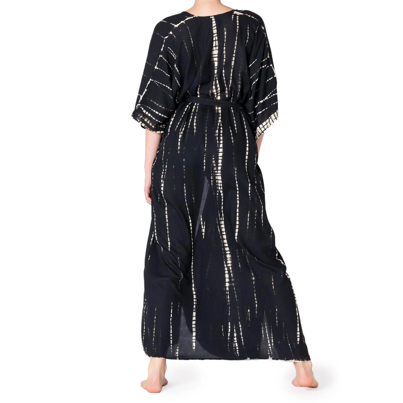 PANASIAM Kimono Batik Mujer - Maxi Salida de playa - Pareo Holgado | Túnica de playa de viscosa, Kimono ligero, Cubre bikini, con cinturón para anudar, Estilo boho, Talla M-XL