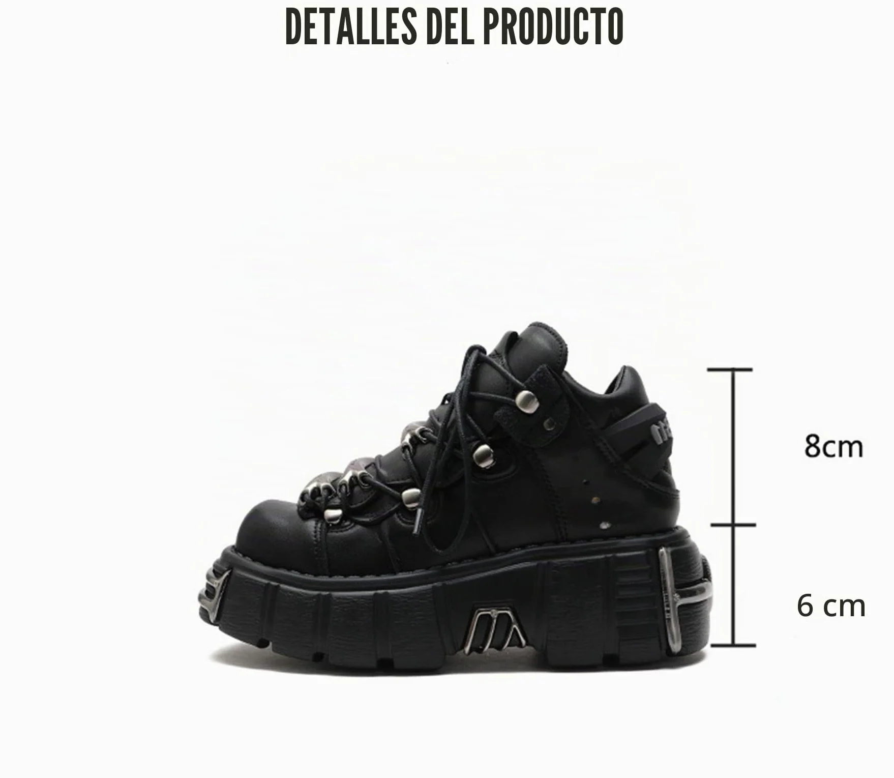 DONLIS Botas de tacón Alto para Mujer, Zapatos de Cuero Estilo Rock de Metal Pesado, Botas de Plataforma gótica, Botines con Cordones de tacón Grueso Punk