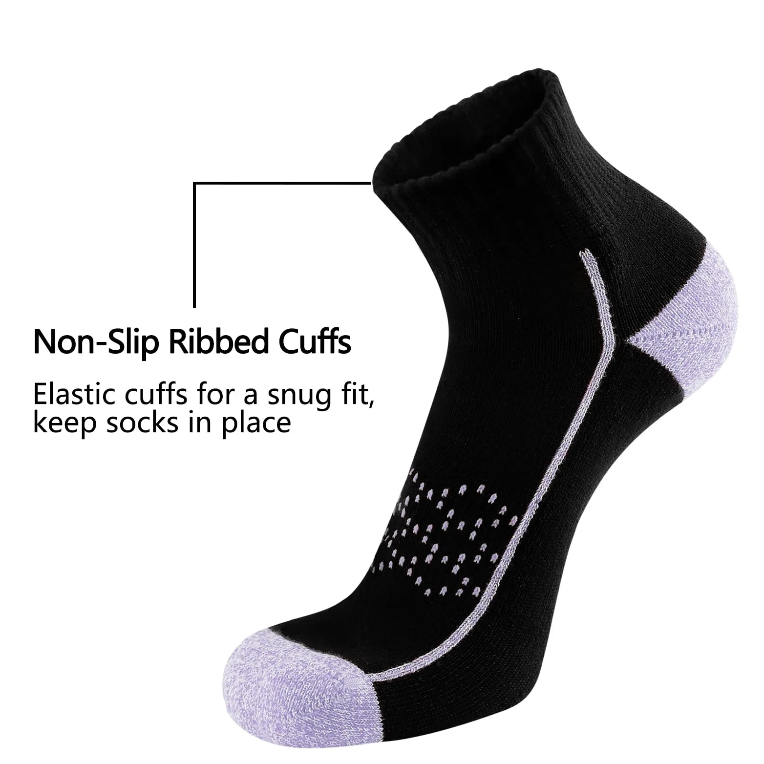 Hepsibah Calcetines deportivos de algodón grueso acolchado de corte bajo para mujer, paquete de 6
