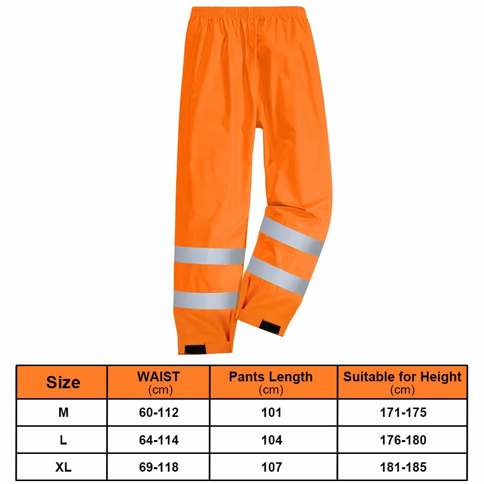 AUYAO Pantalón de Alta Visibilidad, Pantalón de Lluvia Hi-Vis de Doble Capa, Pantalones de Lluvia Reflectantes e Impermeables, Pantalones de Trabajo Hombre y Mujer para Exterior