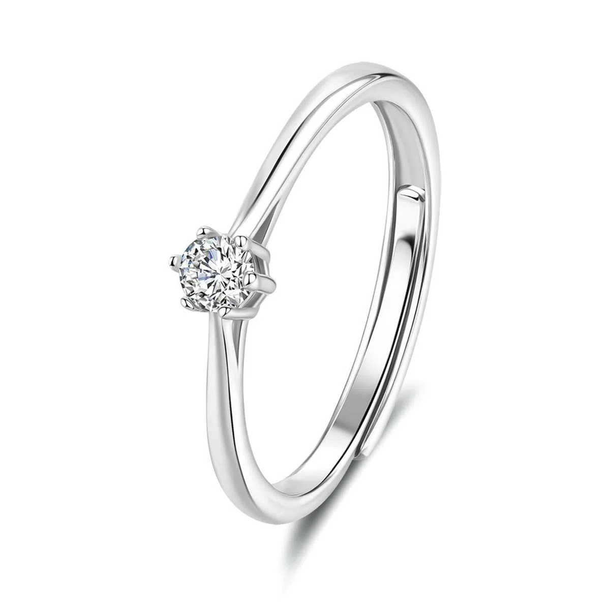 Anillo de oro para mujer, anillos de boda de oro auténtico solitario con diamante de 0,1 quilates cultivado en laboratorio, anillo de boda para mujeres