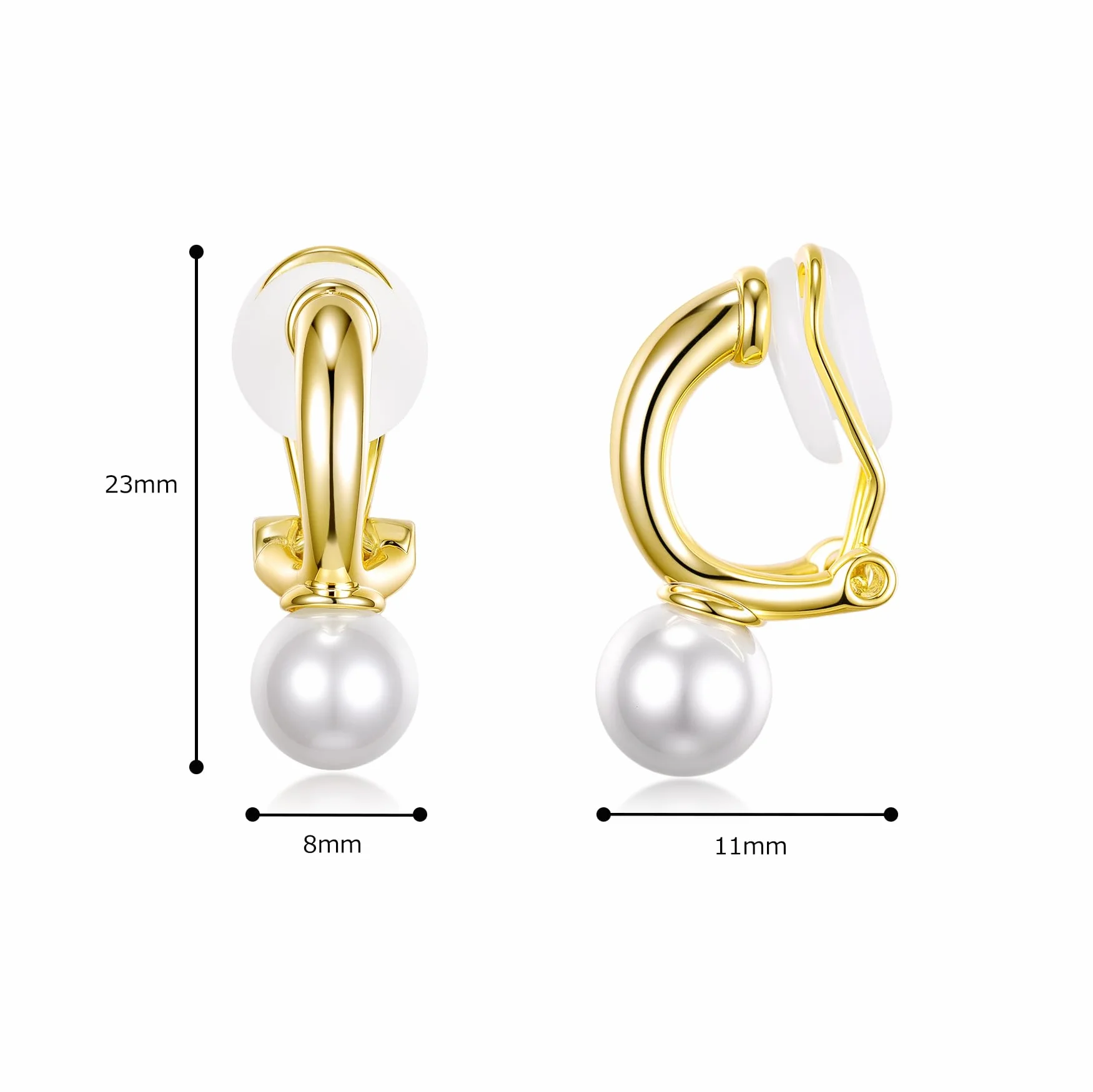 Pendientes de Perla para Mujer Clip Sin Agujero Dorados Plateados