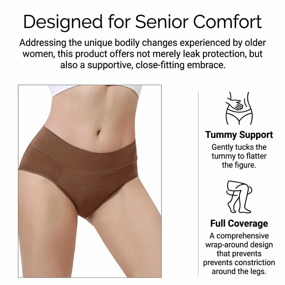 Ropa interior a prueba de fugas para mujer, 4 capas, absorbente, a prueba de fugas, cintura alta, cómodas bragas para mujeres mayores de 50 a 60 años