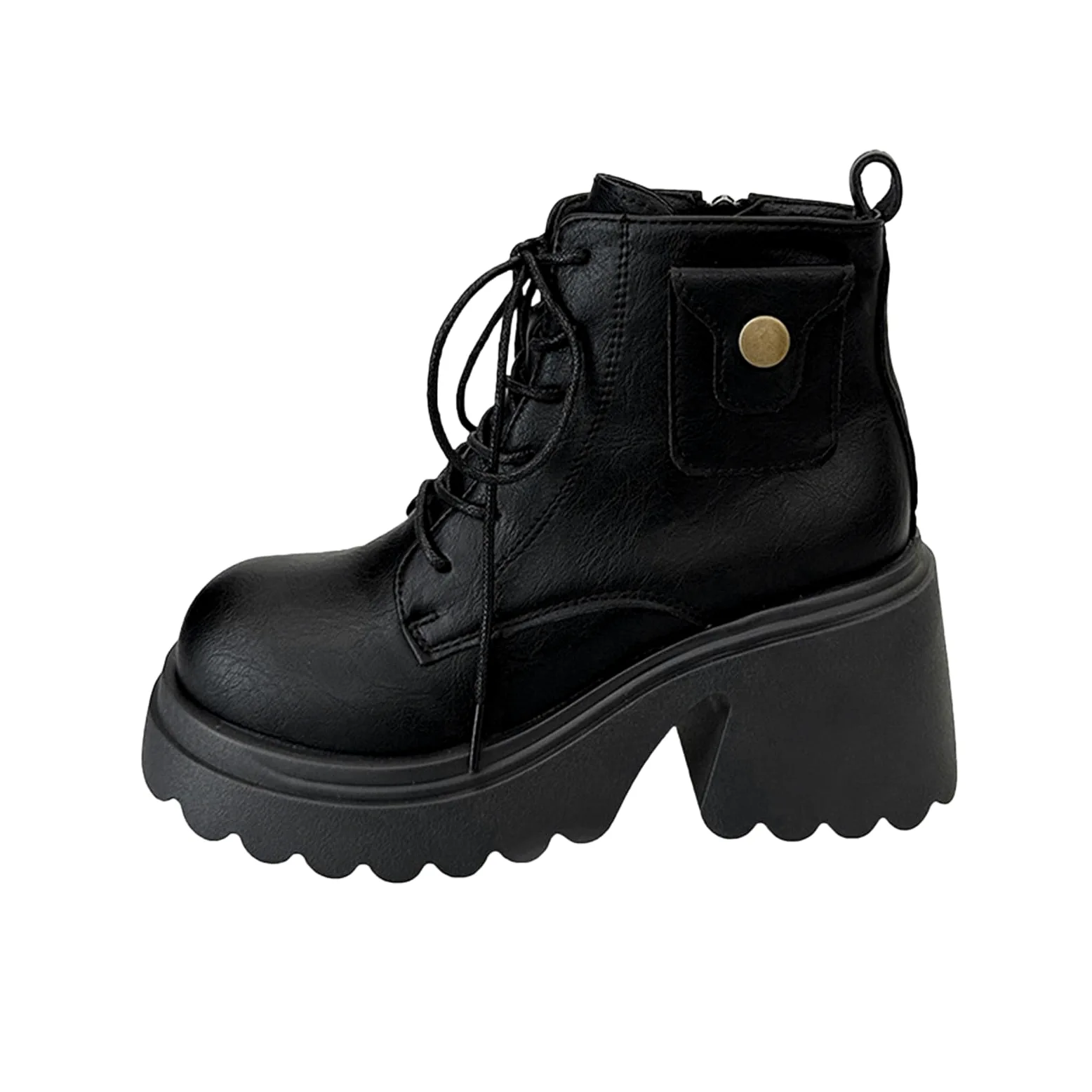 Genérico Botas de Mujer con Cordones Plataforma Botas Puntera Redonda Elegantes Zapatos Suaves y Cómodas Caminar Bota Informales Antideslizantes Botin para Otoño Invierno Trabajo Paseo y Uso Diario
