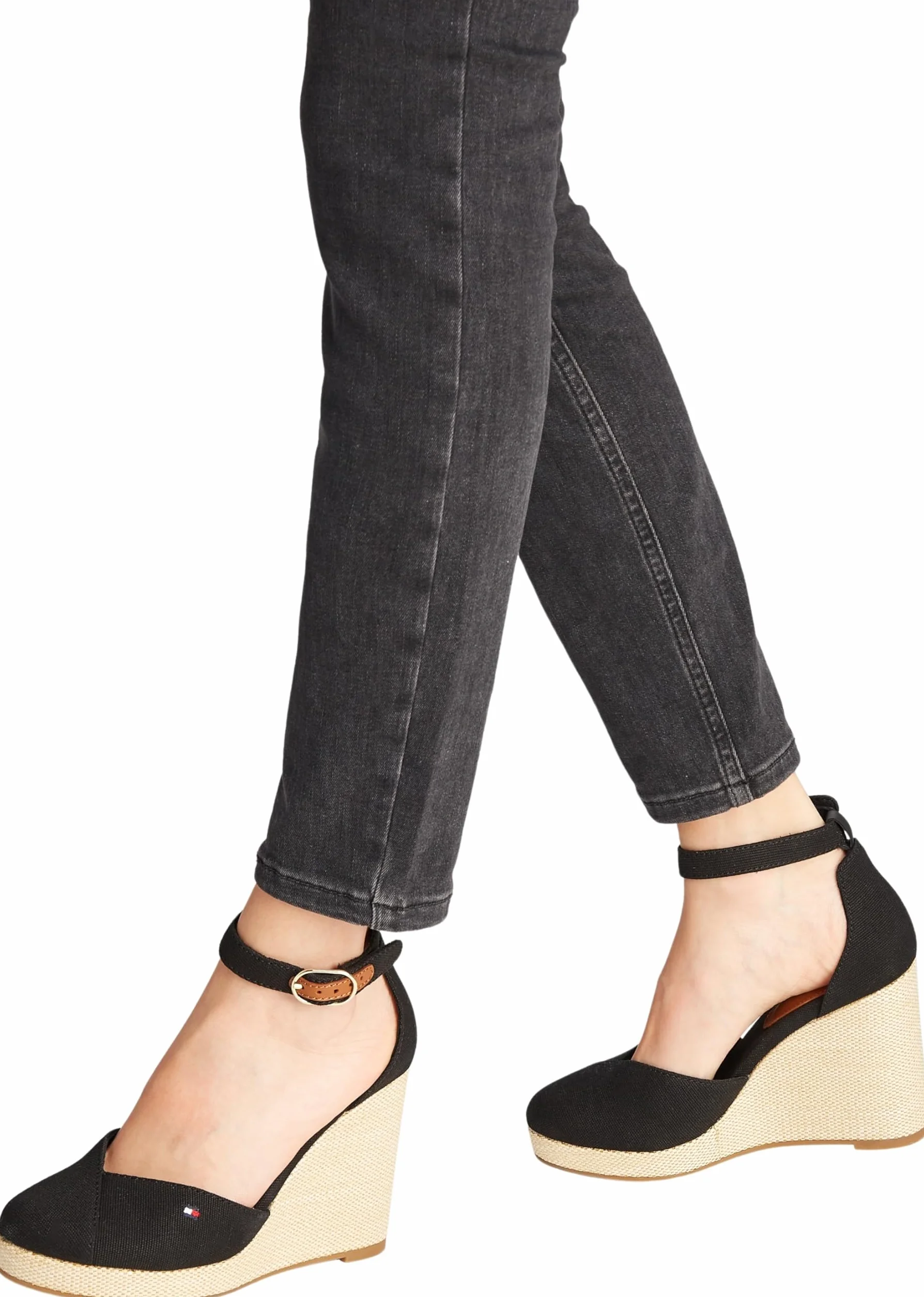 Tommy Hilfiger Alpargatas de cuña Mujer Flag Closed Toe con correa de tobillo