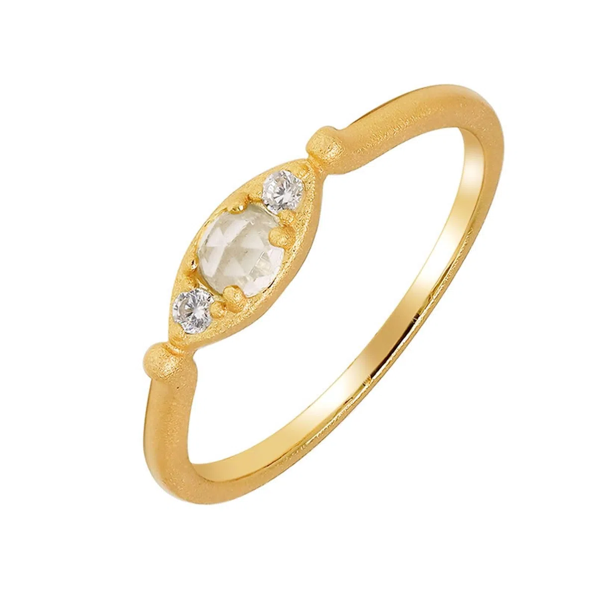 Anillo de boda de oro amarillo mate de 9 quilates, 14 quilates y 18 quilates con cristal redondo y moissanita