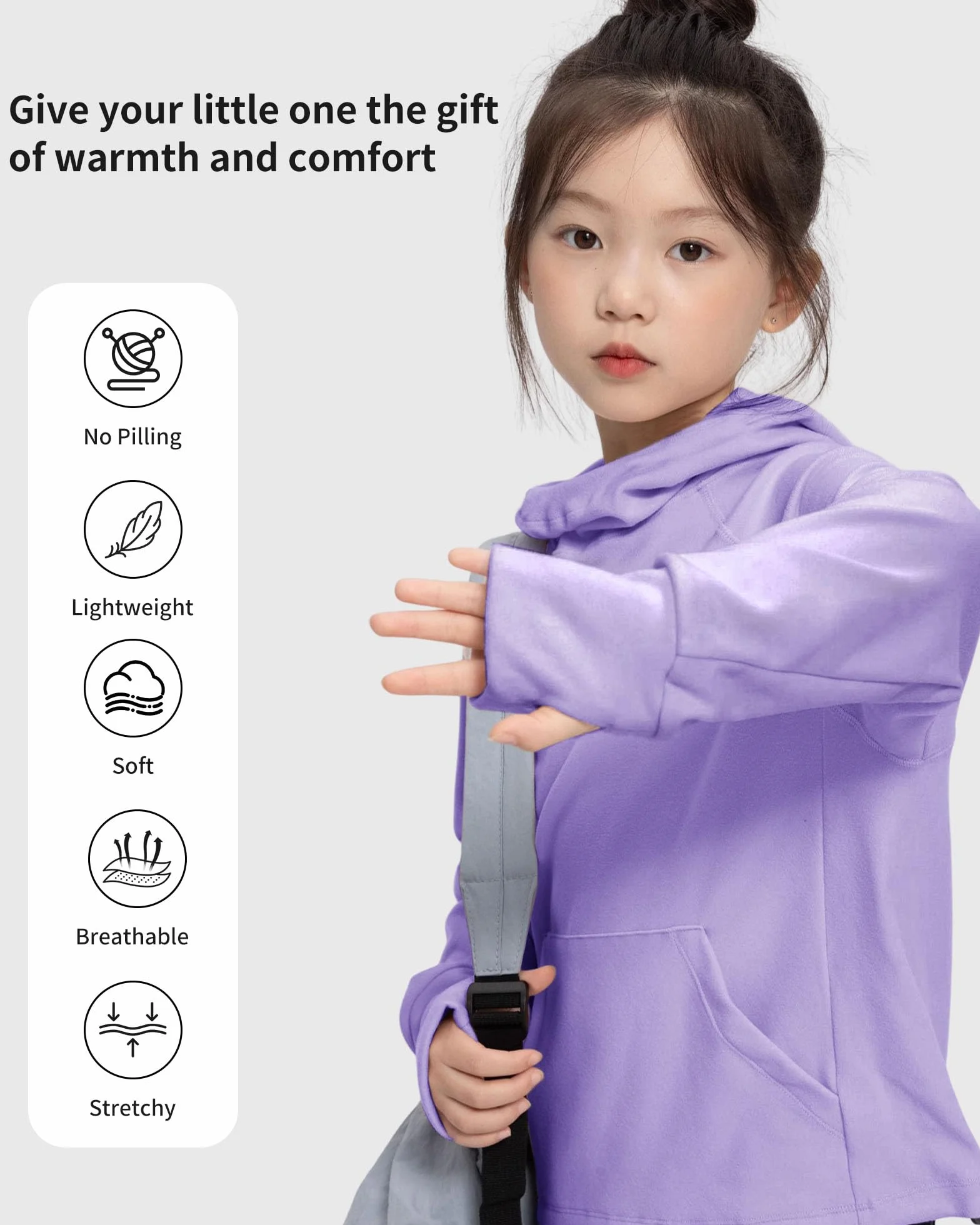 Rolanko Sudaderas con Capucha de Forro Polar para Niñas Manga Larga Pulóver Ligero y Cómodo con Capucha y con Bolsillo, Ropa Deportiva Cálida para Niños