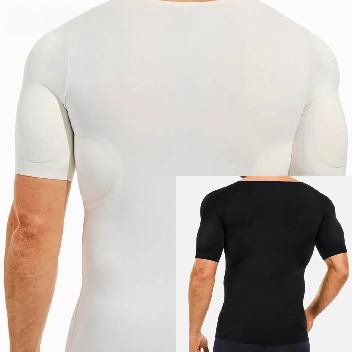 forma terraza muscle top, Compresion Modulos 3D Relleno de Musculo | Camiseta Acolchada de Musculatura con Relleno Removible, Invisible Bajo Camisas, Ligera y Transpirable con 4 Tallas