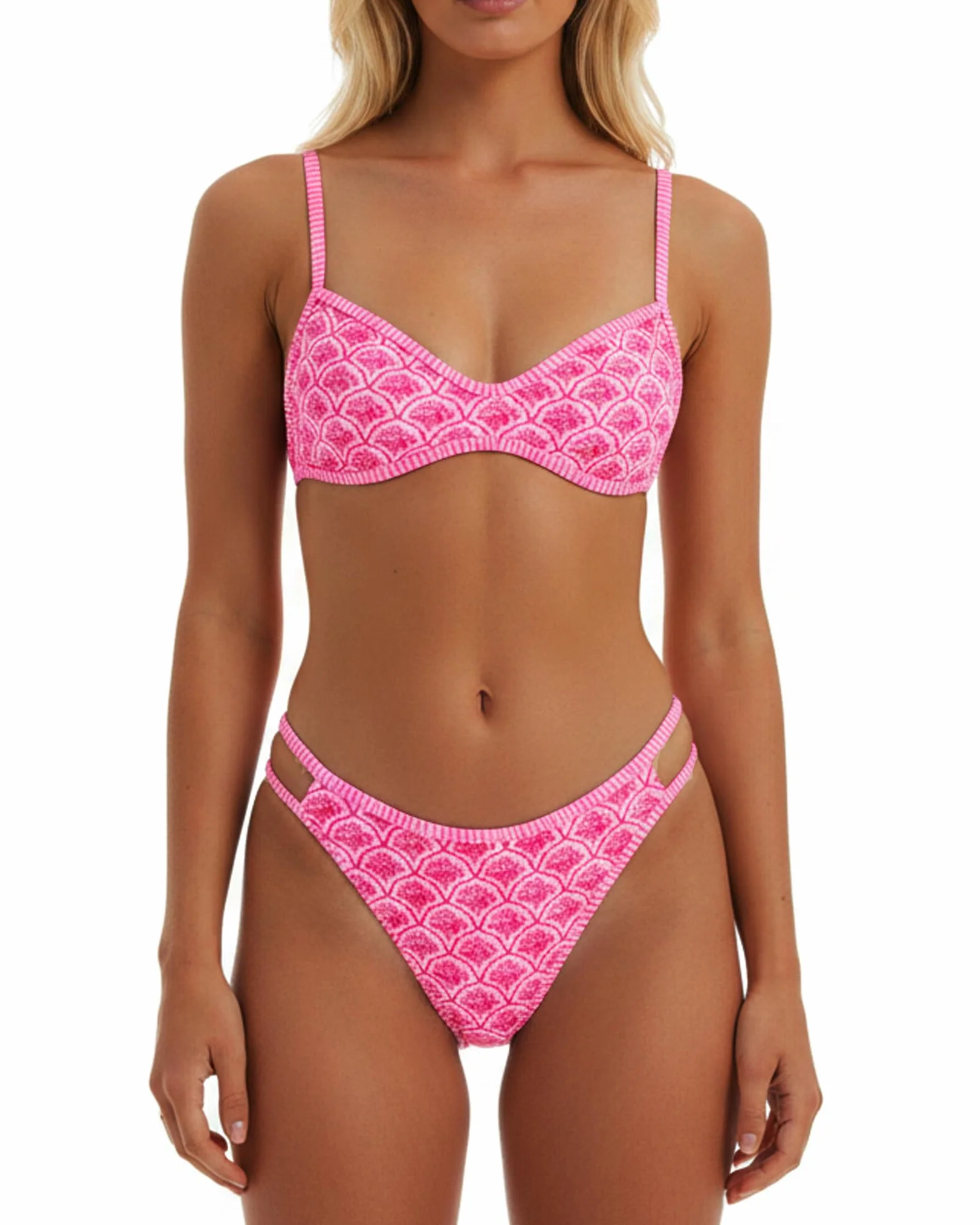 Bikini Mujer Conjunto Sexy Cintura Baja Bañador Dos Piezas Bikinis Cordones Verano Traje de Baño con Cuello Halter Estampado Lunares Swimsuit Estilo Bohemio Estampado Cuadros Conjuntos Bikini