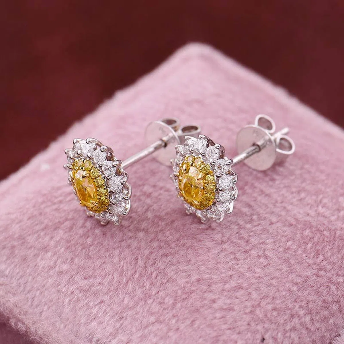 Epinki Pendientes Oro 9K/14K/18K para Mujer, 1/2ct Moissanita Flor Pendientes Fiesta Joyería