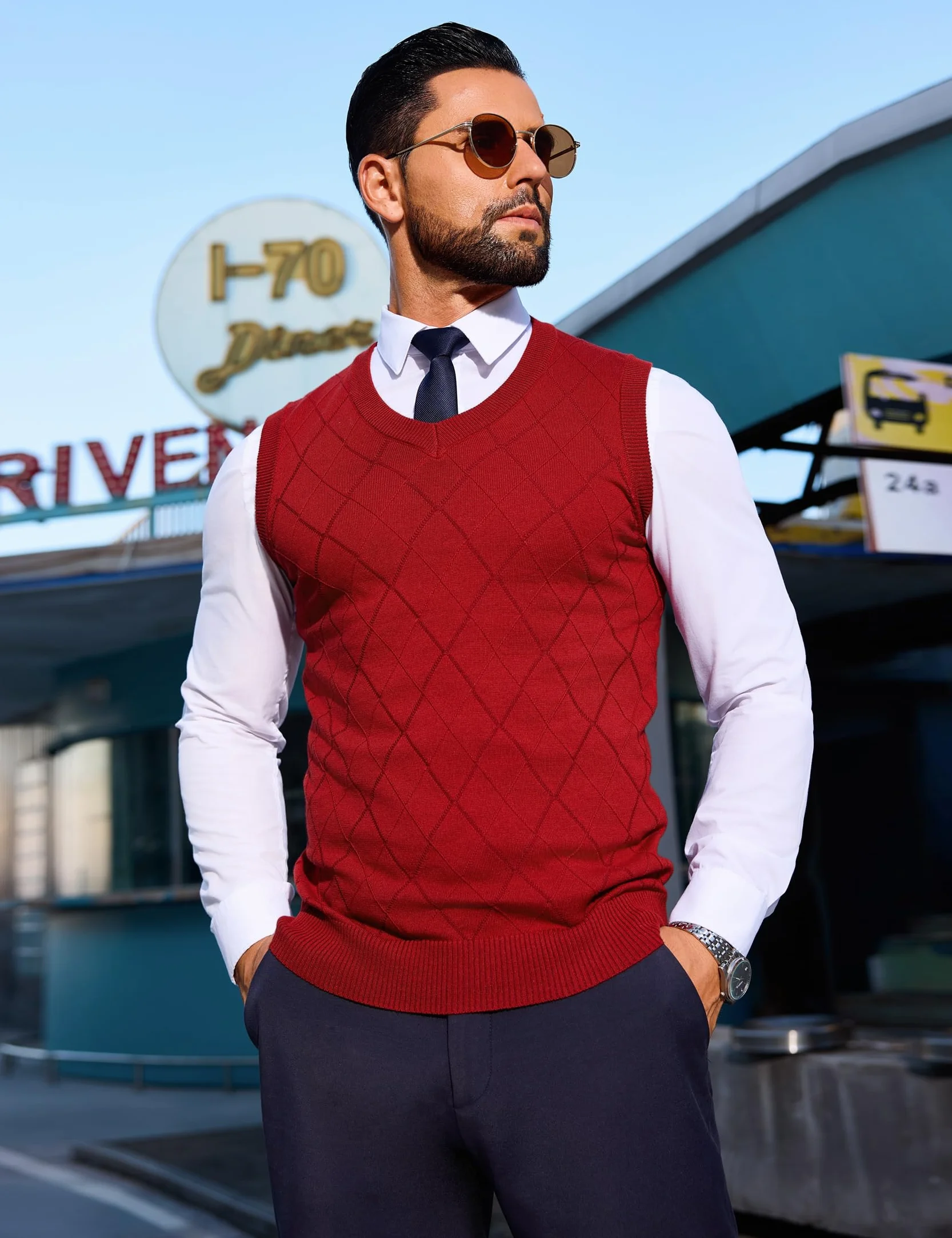 Sykooria Jersey sin Mangas Hombre Invierno Chaleco Hombre Casual Algodon Suéter con Cuello en V Jerséis Esencial