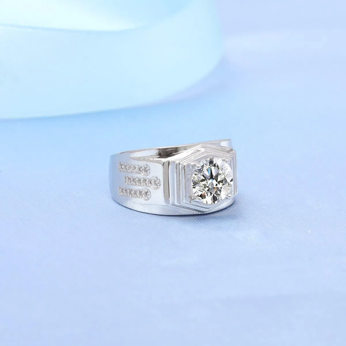 Wycian Anillo de compromiso para mujer y hombre, plata de 18 quilates, oro blanco de 18 quilates, diamante de laboratorio, con circonitas, talla 54 (17,2), clásico para mujer y día de la madre