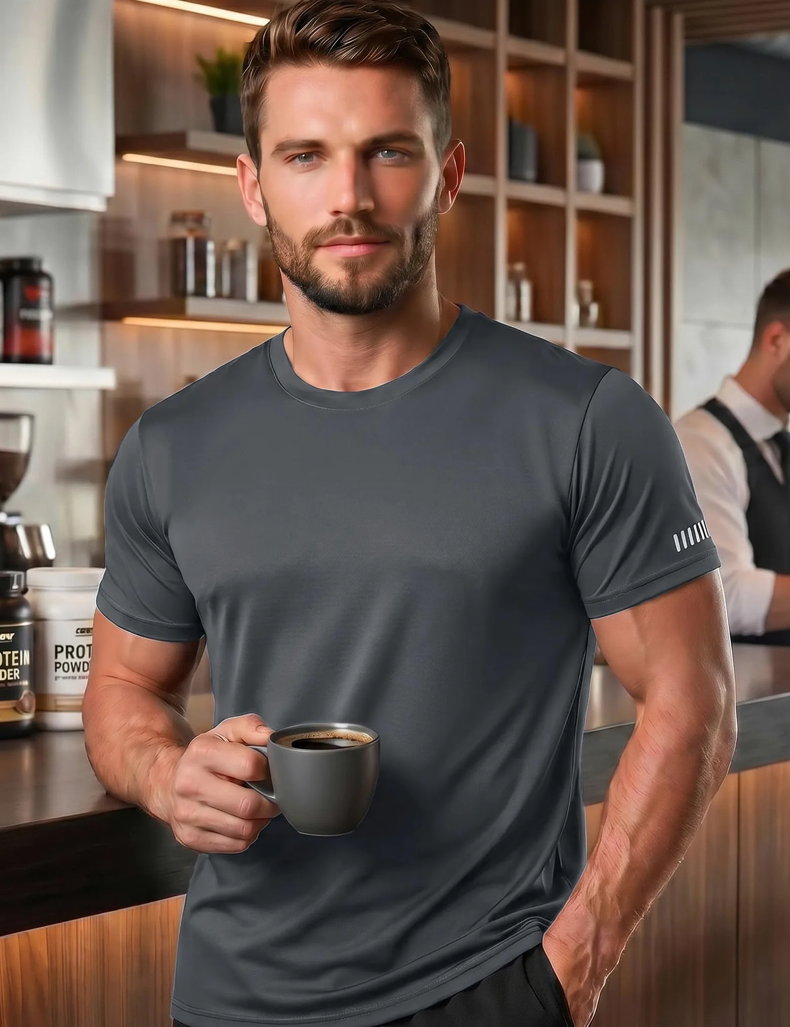 Paquete de 1/5 camisetas deportivas para hombre, ropa de gimnasio, camisetas para correr, de secado rápido, absorben la humedad, transpirables, para entrenamiento