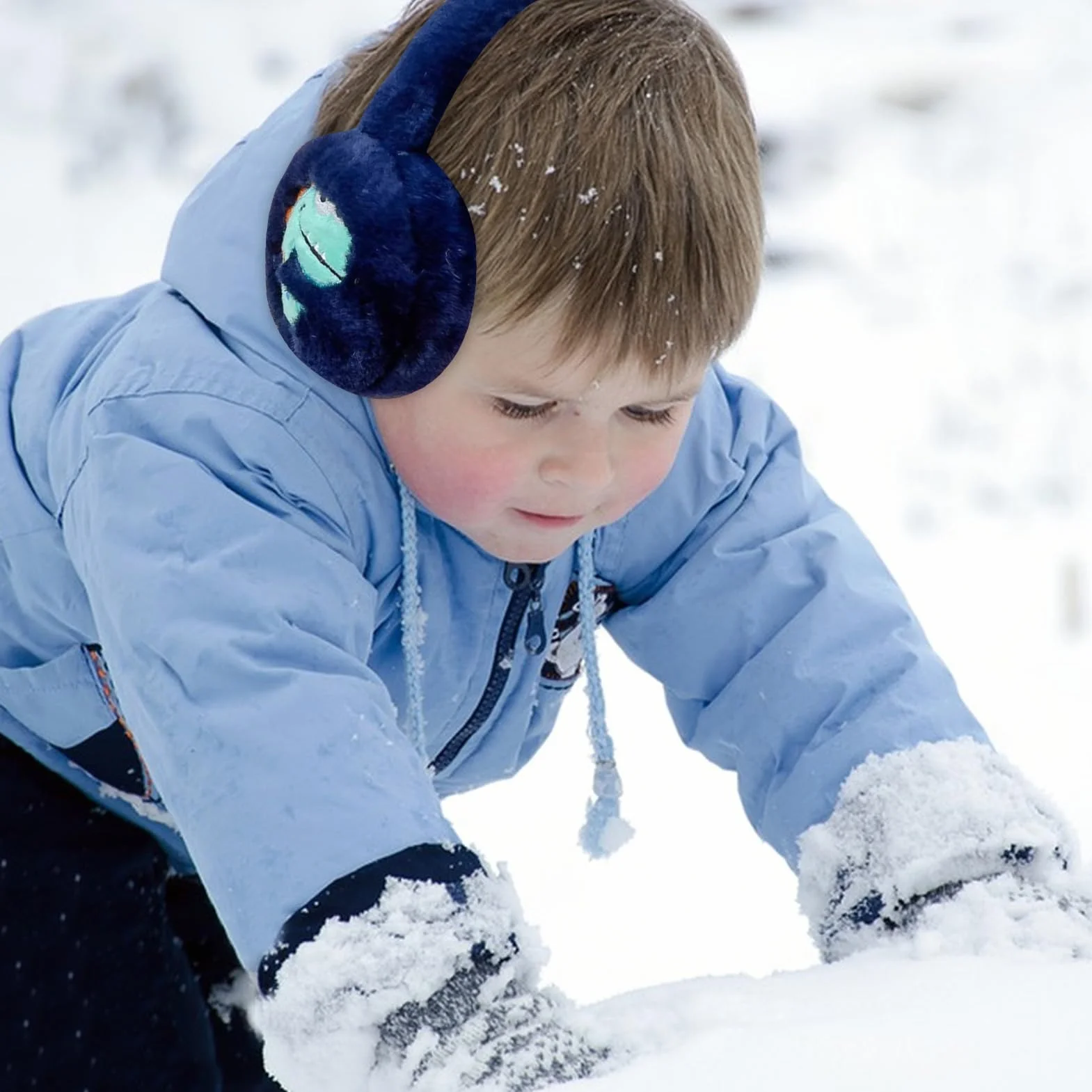 Nexoria Orejeras para niños, orejeras plegables para niños, orejeras de felpa de invierno, cálidas orejeras de dinosaurio con banda elástica, orejeras para niñas y niños