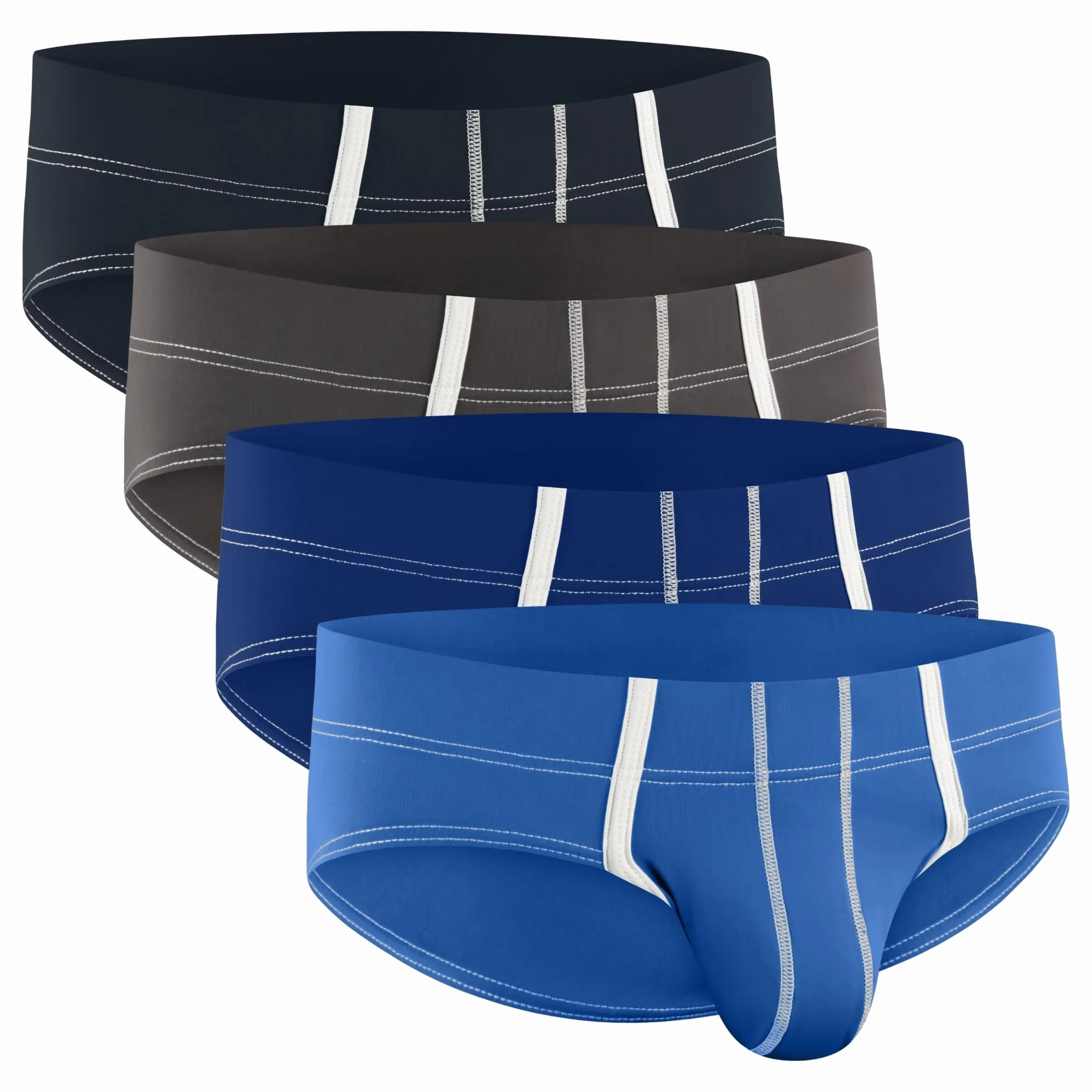 Bulge Enhancing Pouch Sport Brief Underwear for Men 1 or 4 Pack Ice Silk Briefs with Size B or D Sized Pouch