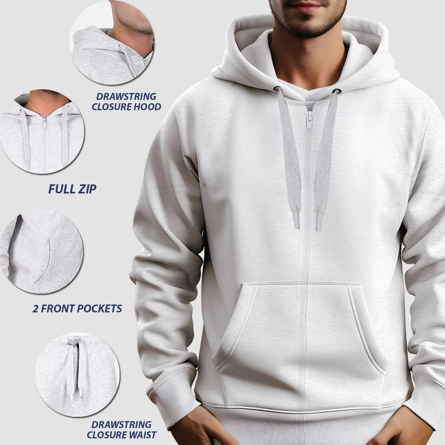 NOROZE Chándal de Gimnasio Forro Polar con Capucha y Pantalón Jogging para Hombre