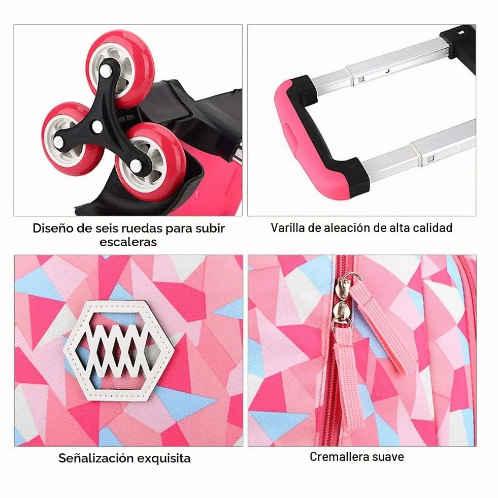 Mochilas Escolares con Ruedas, Bolsas Escolares con Ruedas Niña Mochilas Escolar Trolley para Niñas Estuches Escolares para Niñas y Niños