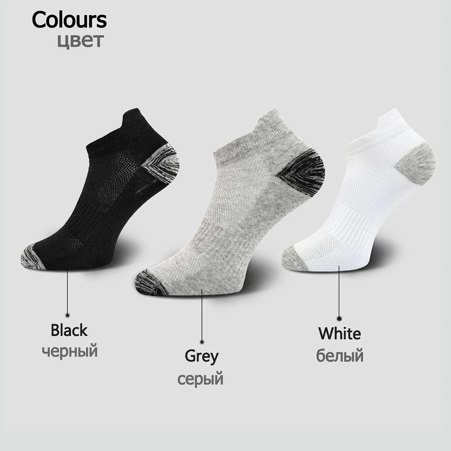 UKKO Calcetines de Hombre 10 Parejas para Hombre Calcetines De Tobillo Atlético Acolchado Algodón Bajo Calcetín Corto Corto-5 Grey 5 White,EUR 38-44 (Us 6-10)