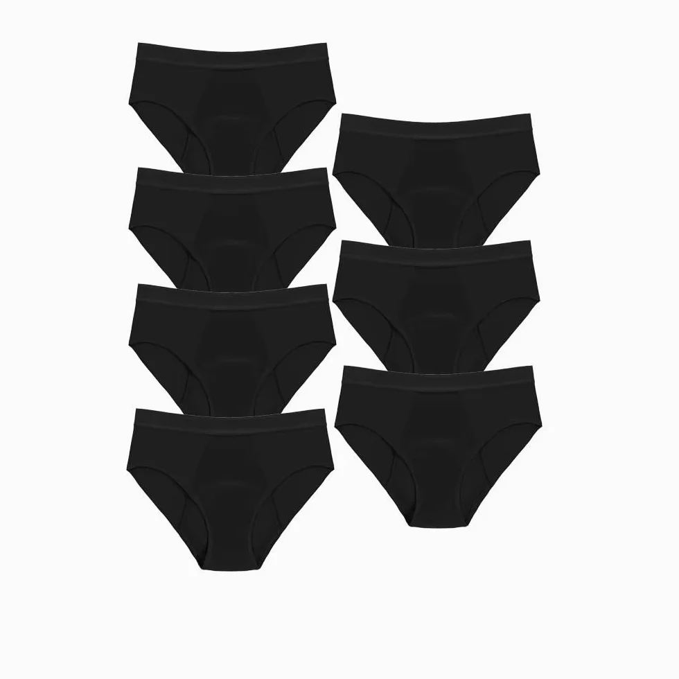 Braguitas Menstruales Absorbentes A Prueba de Fugas de Algodón para Posparto para Adolescentes y Niñas Paquete Múltiple de 7 Color Negro Talla 3Xl