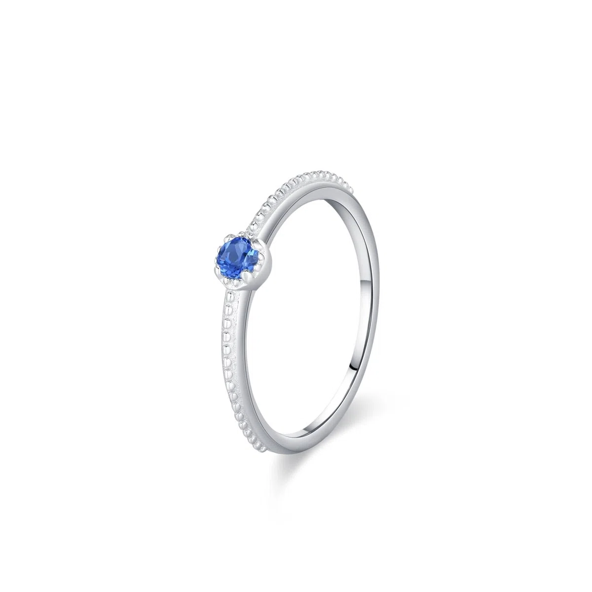 Anillo de mujer de oro auténtico, anillo de oro blanco, anillo de compromiso con topacio de 0,1 ct, delicado anillo de aniversario para mujer