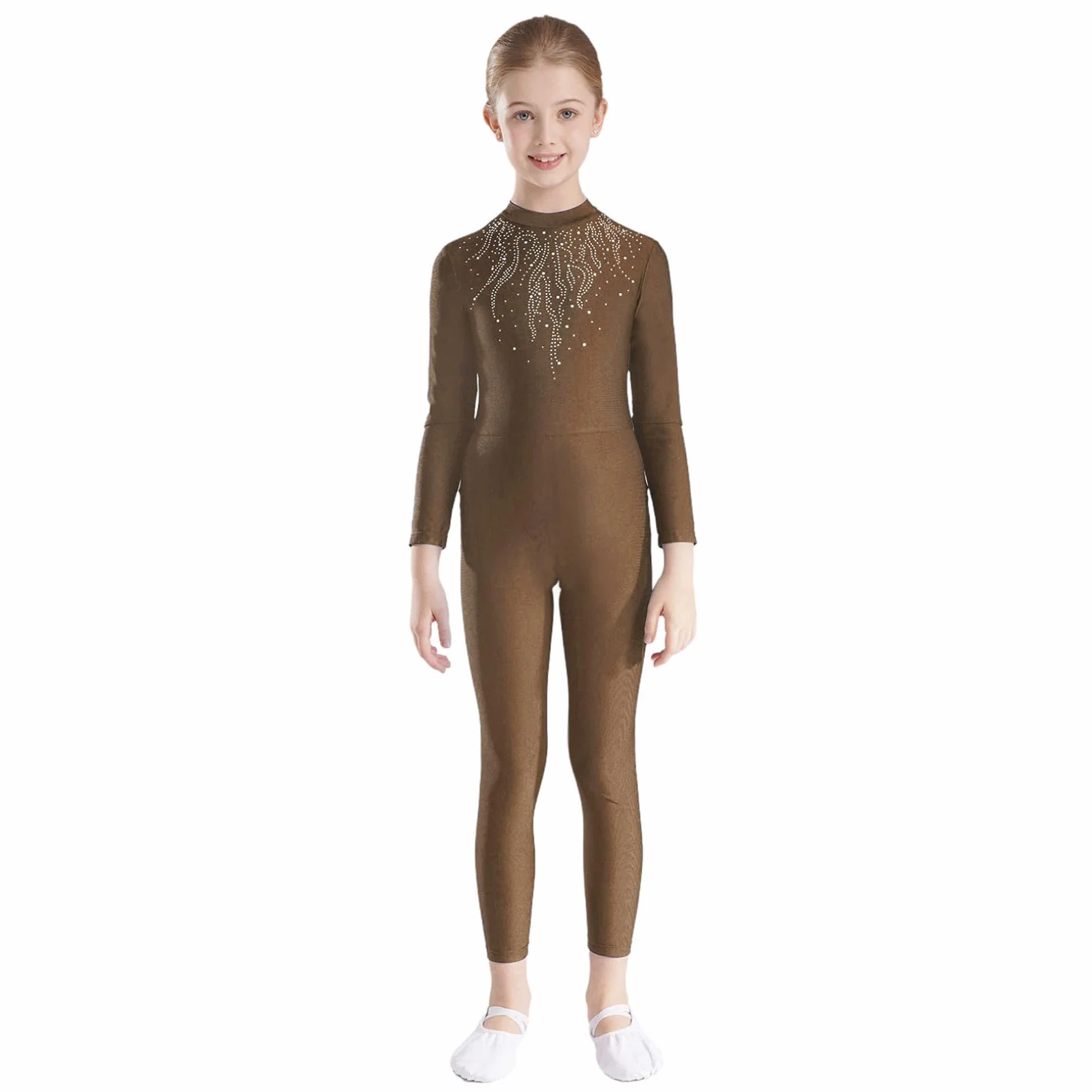 JEATHA Maillot De Gimnasia Niña Maillot Manga Larga Mono Elástico De Gimnasia Rítmica Body Elástico De Danza Clásica Mono De Deportivo