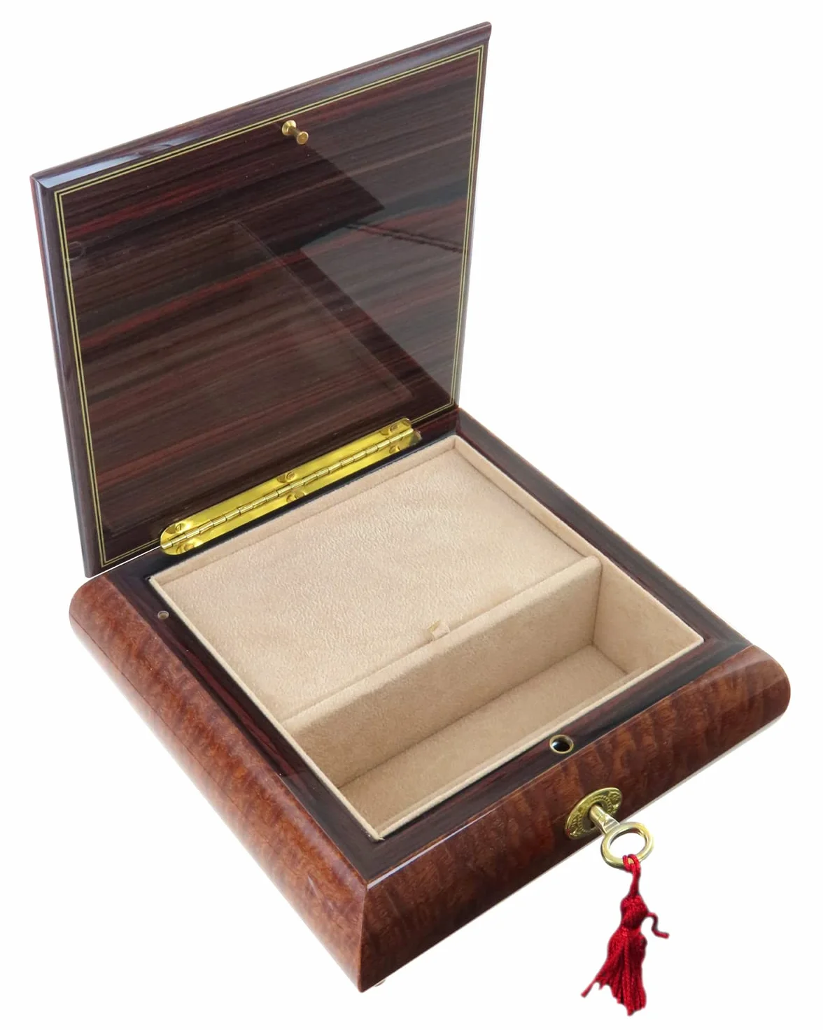 Lutèce Créations Joyero musical/caja de música para joyas de madera con marquetería conejo de Beatrix Potter y mecanismo musical de resorte de 18 notas - Canción de cuna (Johannes Brahms).