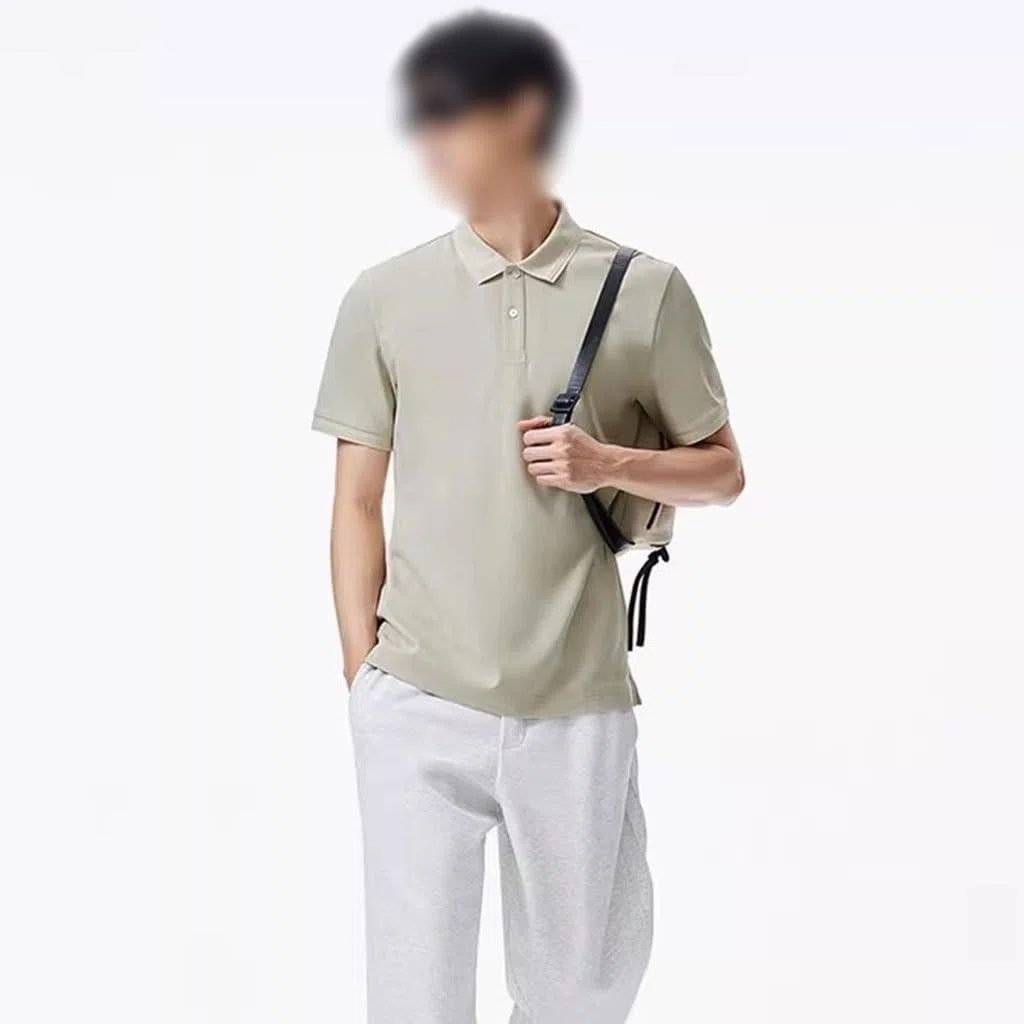 Camiseta Casual con Cuello De 2 Botones, Polo De Manga Corta De Sensación Fresca para Hombre, con Dobladillo con Abertura Lateral