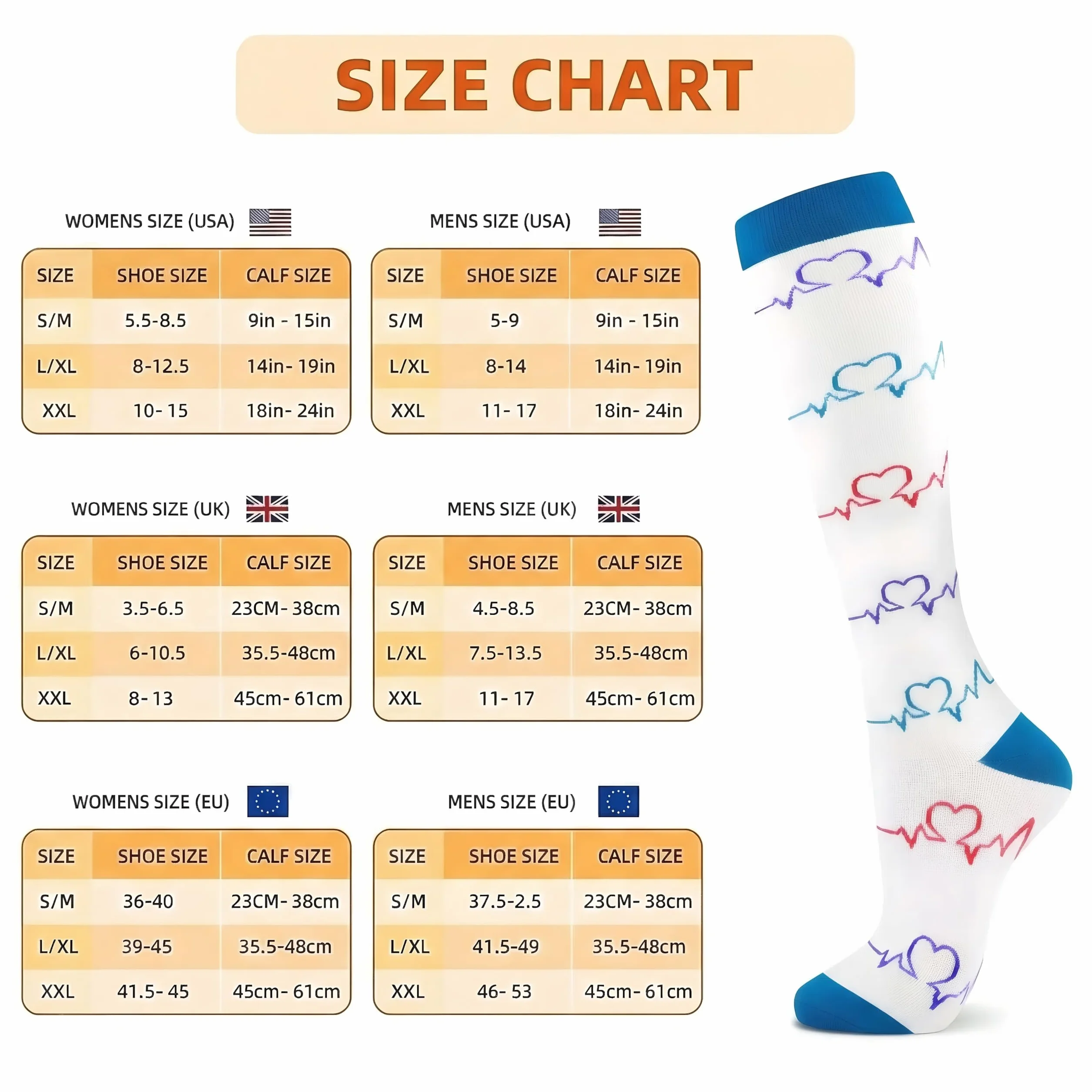 Calcetines de compresión (7 pares) para mujeres y hombres Circulación 20-30 mmhg El calcetín alto hasta la rodilla es el mejor apoyo para atletismo Correr, Ciclismo