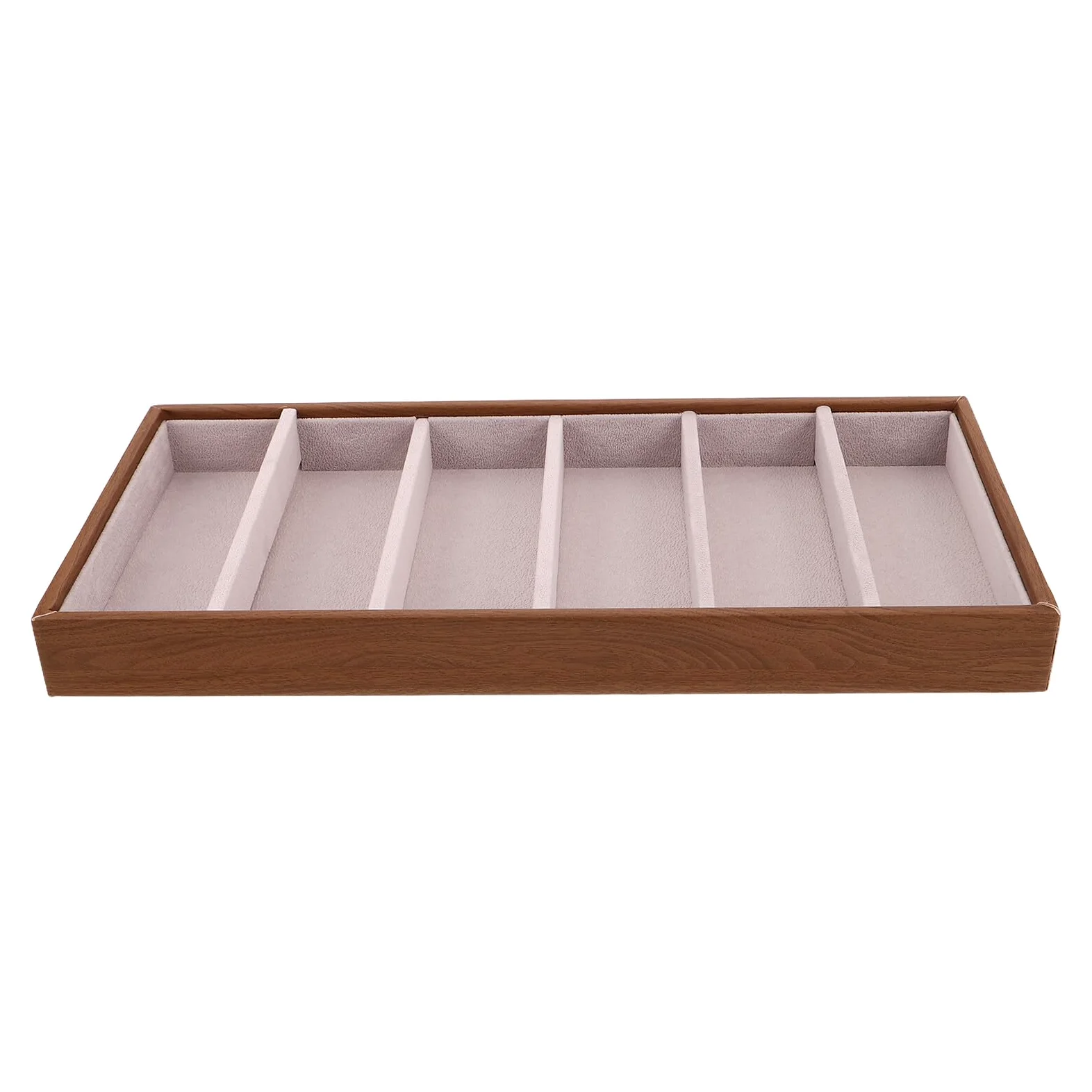 Housoutil Bandeja Organizadora de Gafas de Sol de Madera Compartimentos para Joyas, Estuche Rígido para Almacenamiento en Mesita de Noche, Exhibidor Multifuncional para Gafas y Accesorios