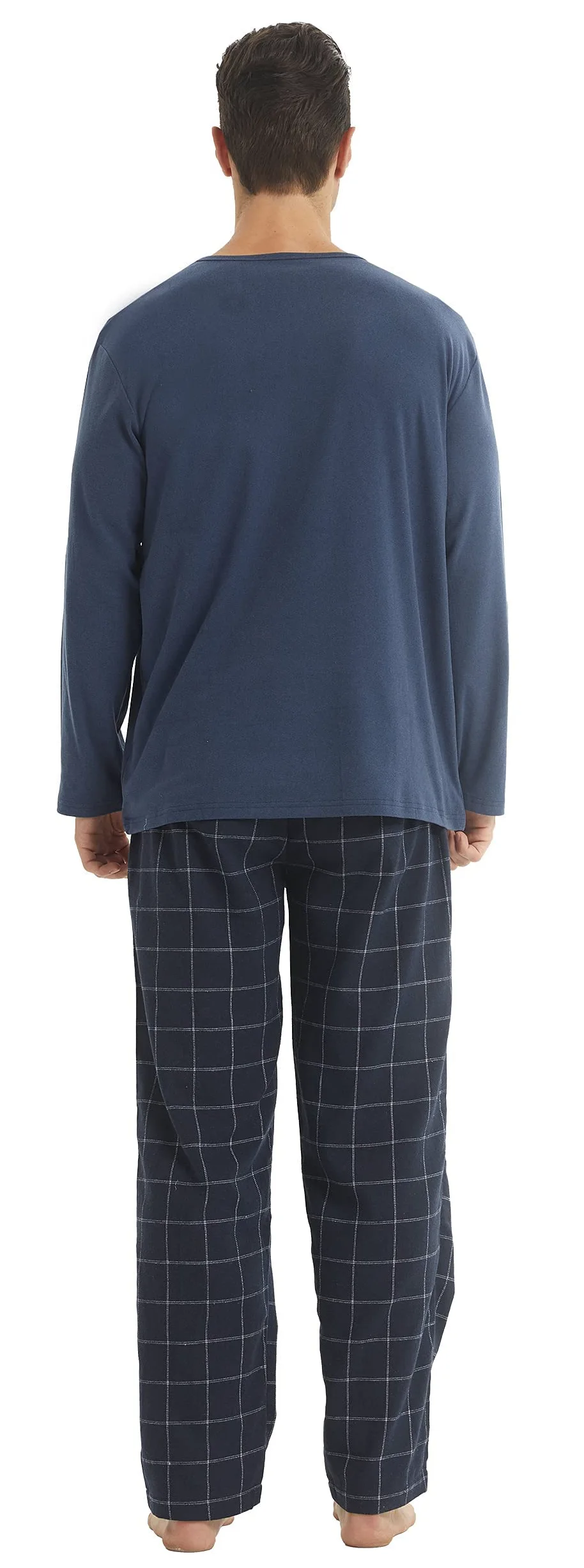 YUSHOW Pijama Hombre Invierno Pijama con Manga Larga Polar y Pantalón Largo de Algodón a Cuadros Conjunto de Pijama Cómodo y Calentito