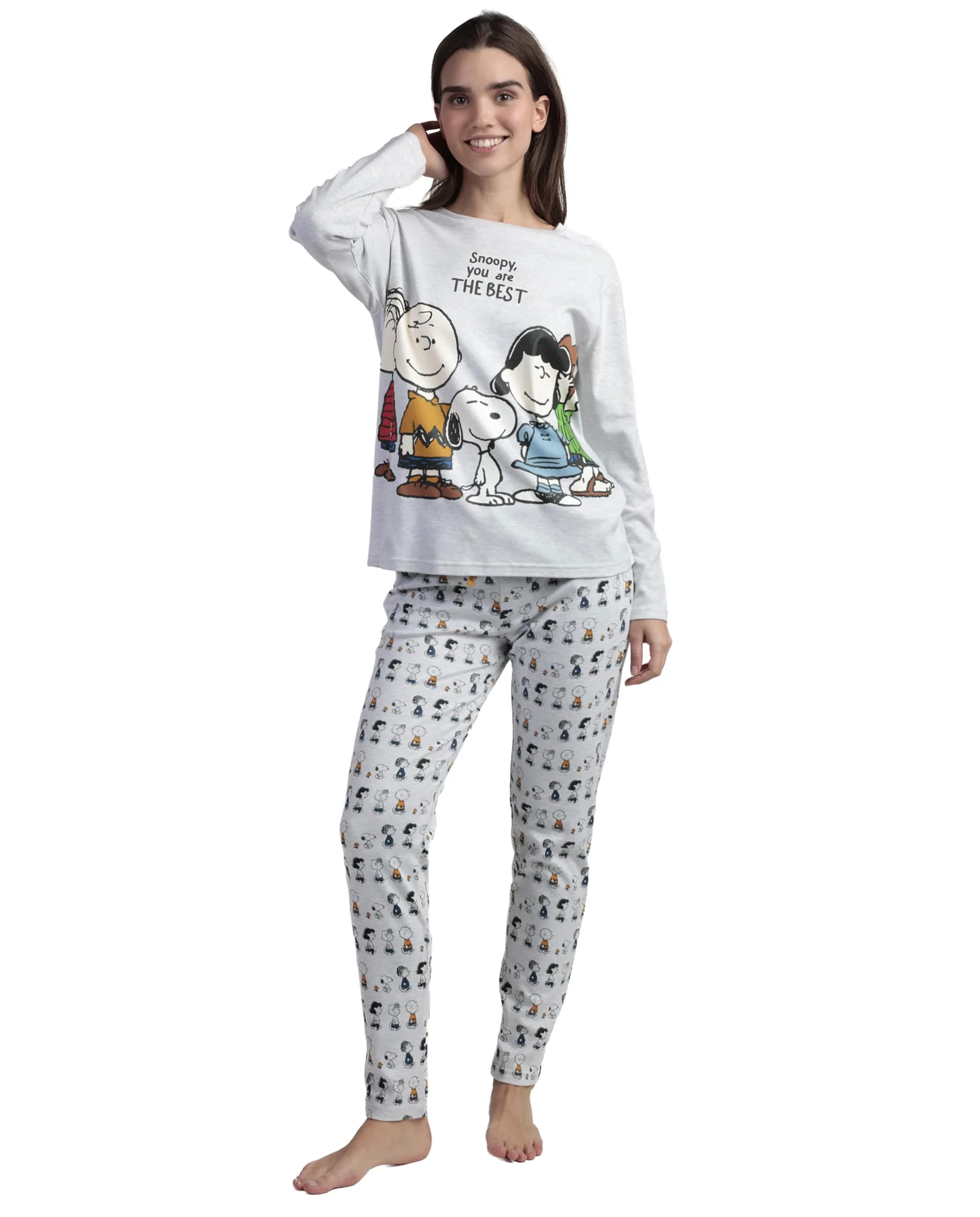 PEANUTS Pijama Manga Larga Snoopy&Friends para Mujer