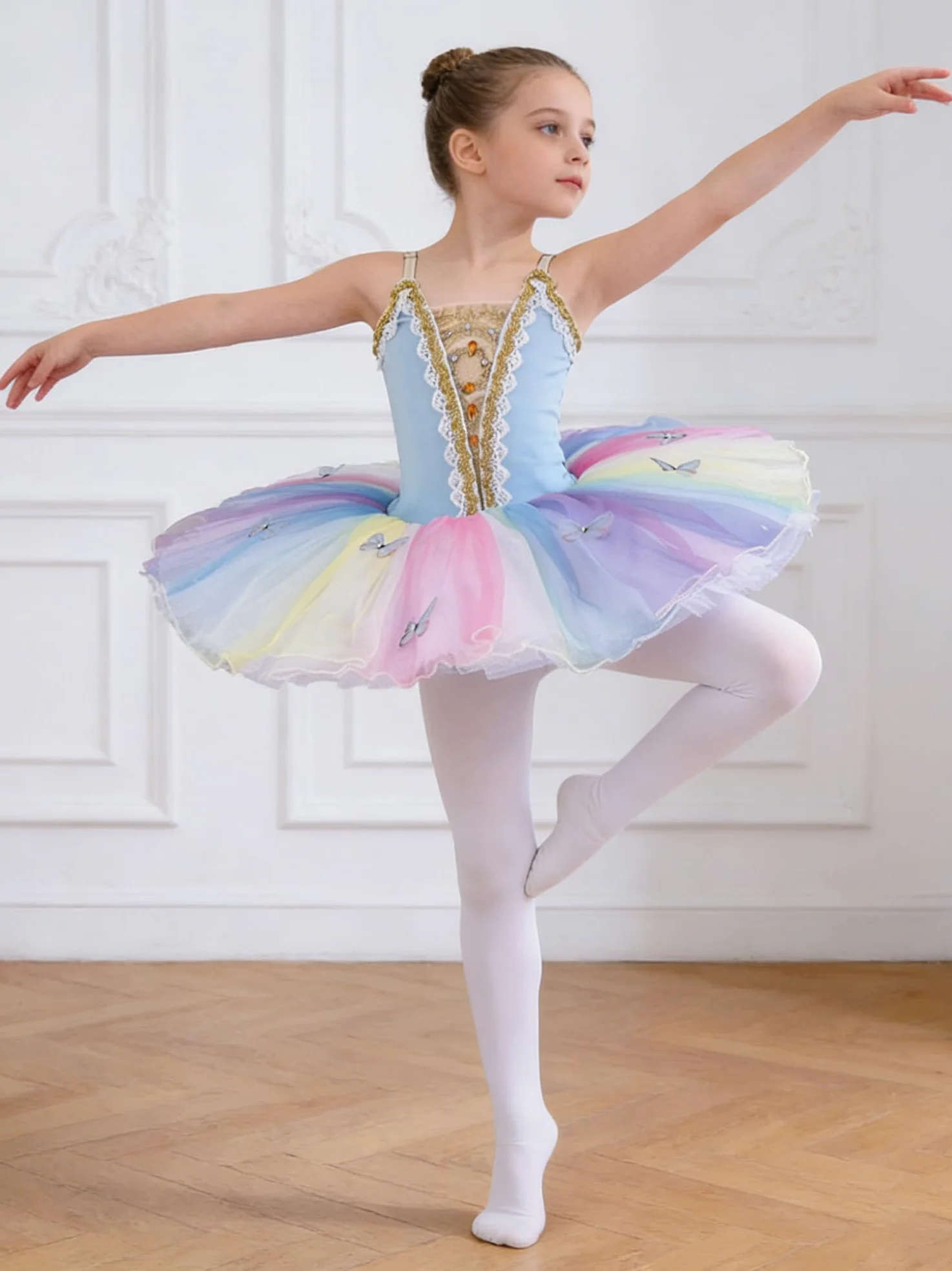 inlzdz Niños Maillot De Ballet Vestido Tutu Bailarina Body Clásico Patinaje Artístico Competición