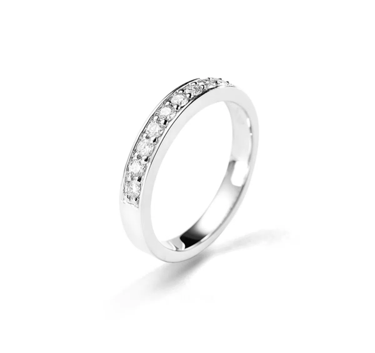 Anillos de compromiso de oro blanco, alianzas de oro real con diamantes de 0,25 quilates, anillos de media eternidad, anillos de boda para mujer