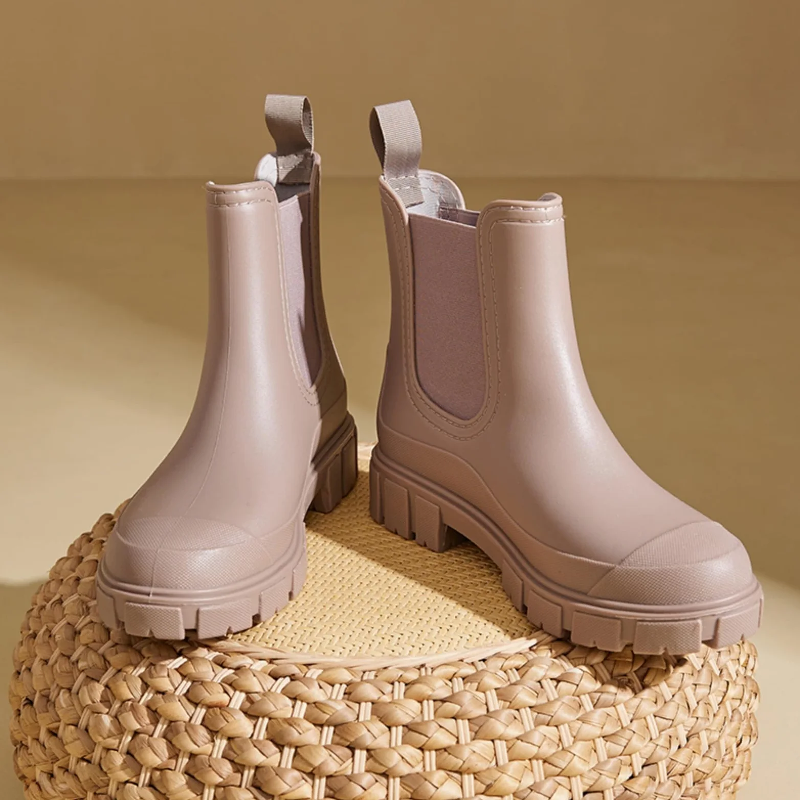 Botas de goma para mujer, cortas, impermeables, botas de lluvia Chelsea, botines antideslizantes para jardín, botas de lluvia