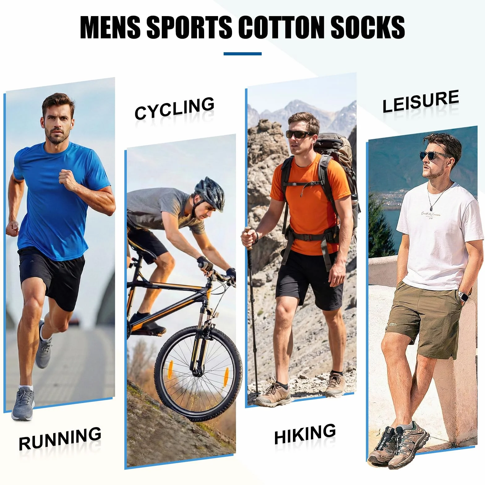 Calcetines Hombre Deporte 6 Pares, Cortos Amortiguados, Algodón Transpirable Secado Rápido, Running Caminar Senderismo, Negro/Blanco/Gris