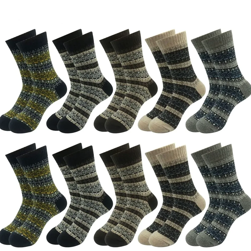 10 Pares/Lote Calcetines de Lana Hombres Equipo Casual Invierno Cálido Cashmere Cómodo Ruego Masculino for Mano Padre (Color: T Tamaño: Un tamaño) (Color : A, Size : One Size)