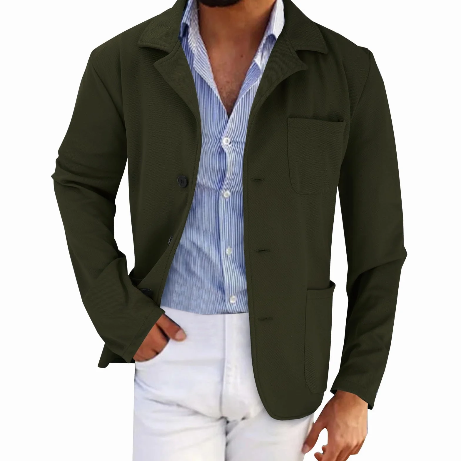 Chaqueta de punto para hombre vintage informal con bolsillos
