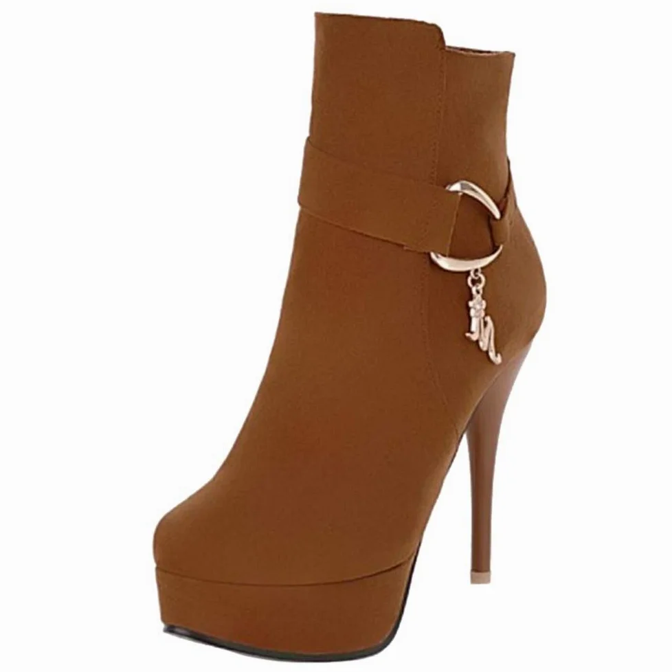 Onewus Botas de tacón alto de caña corta para mujer
