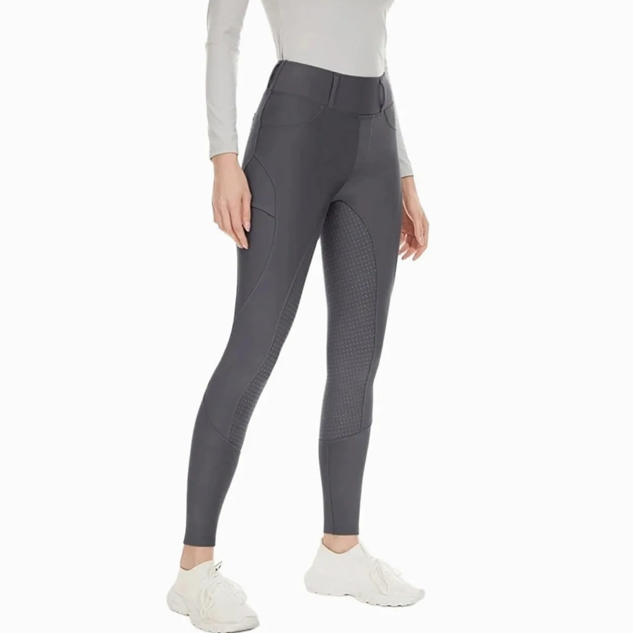 Pantalones De Equitación Pantalones de equitación felpa invierno for mujer, calzas ecuestres cálidas y gruesas, mallas silicona antideslizantes for montar a caballo Mallas De Equitación(Gray,M)