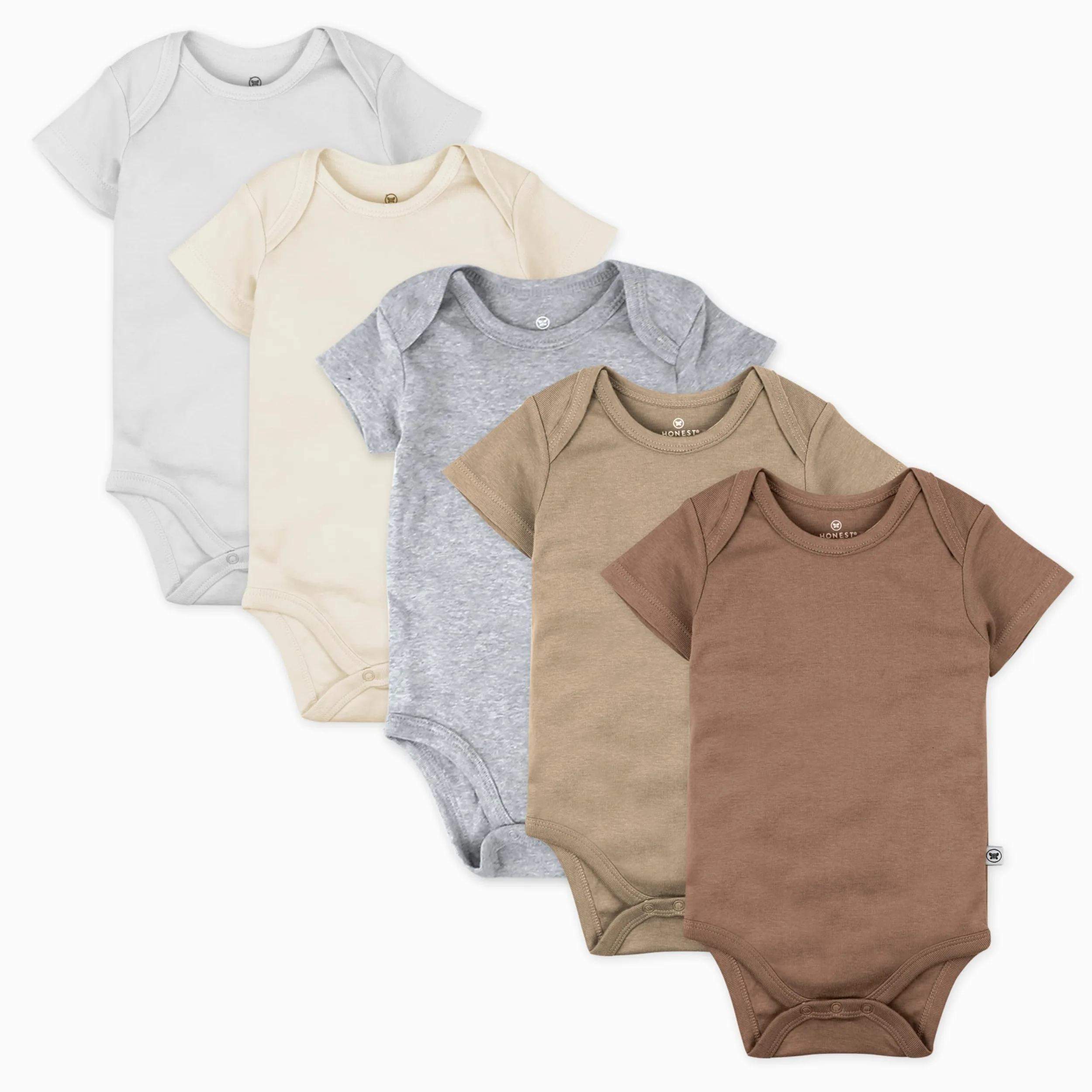 HonestBaby Body para bebé de manga larga, 100% algodón orgánico, unisex, paquete de 5 unidades