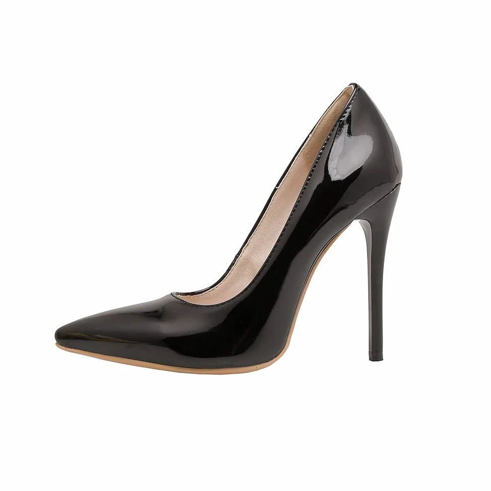 Zapatos de tacón alto para mujer, de charol con punta puntiaguda, con tacón alto de 11 cm, zapatos de fiesta fáciles de caminar para mujer, talla grande, za637s