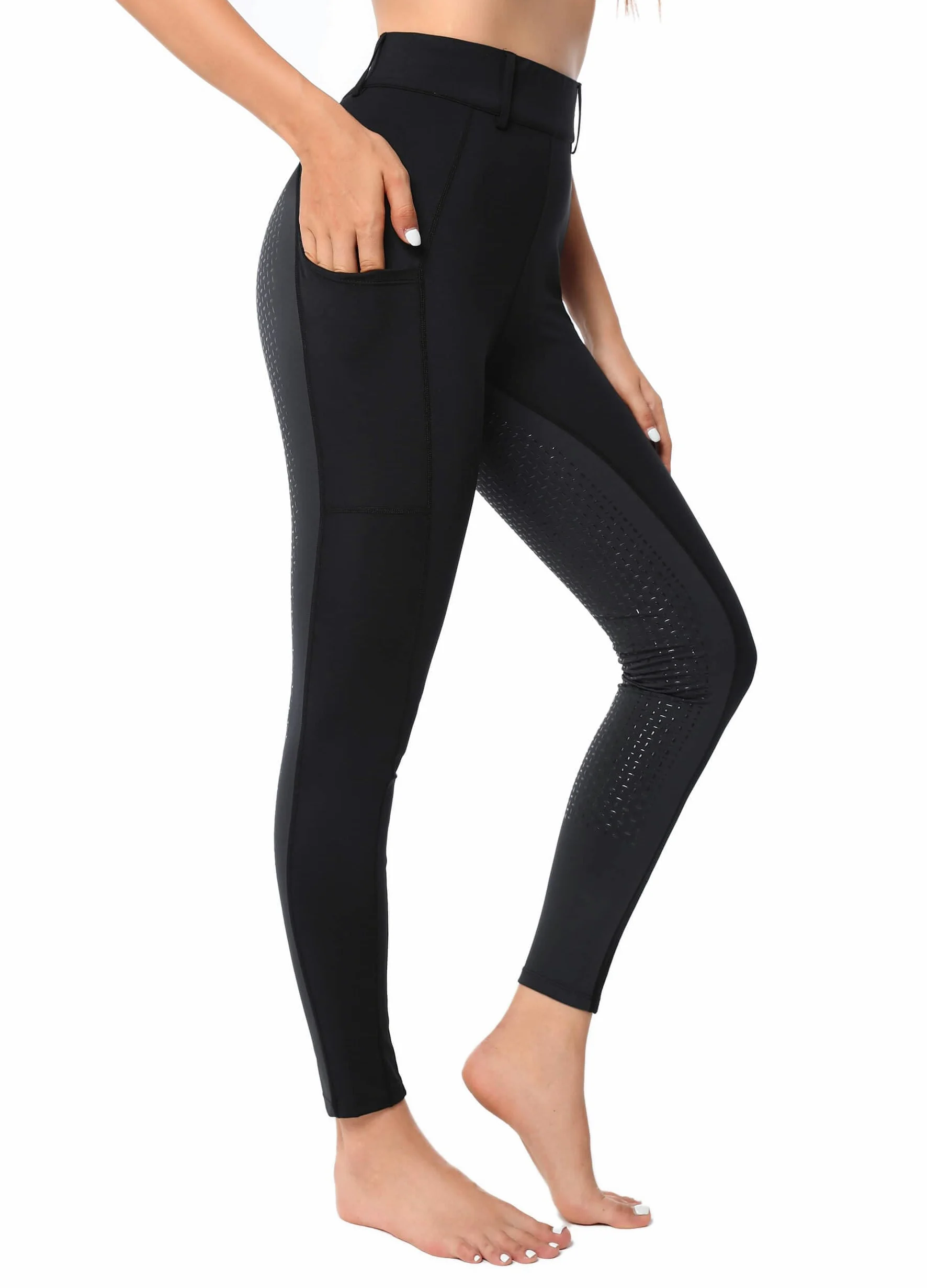 Leggings de equitación para mujer, con funda para el móvil, cintura alta, elásticos, con trabillas para cinturón